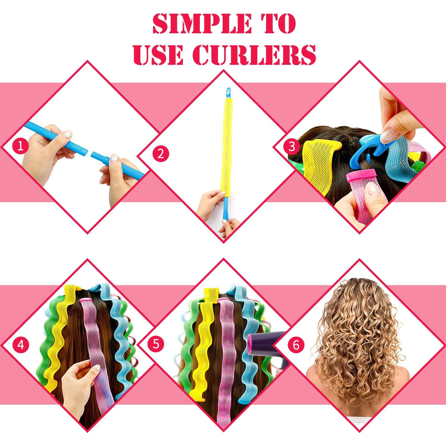 30 Rulos de Cabello Sin Calor WILLBOND 25 cm con Ganchos