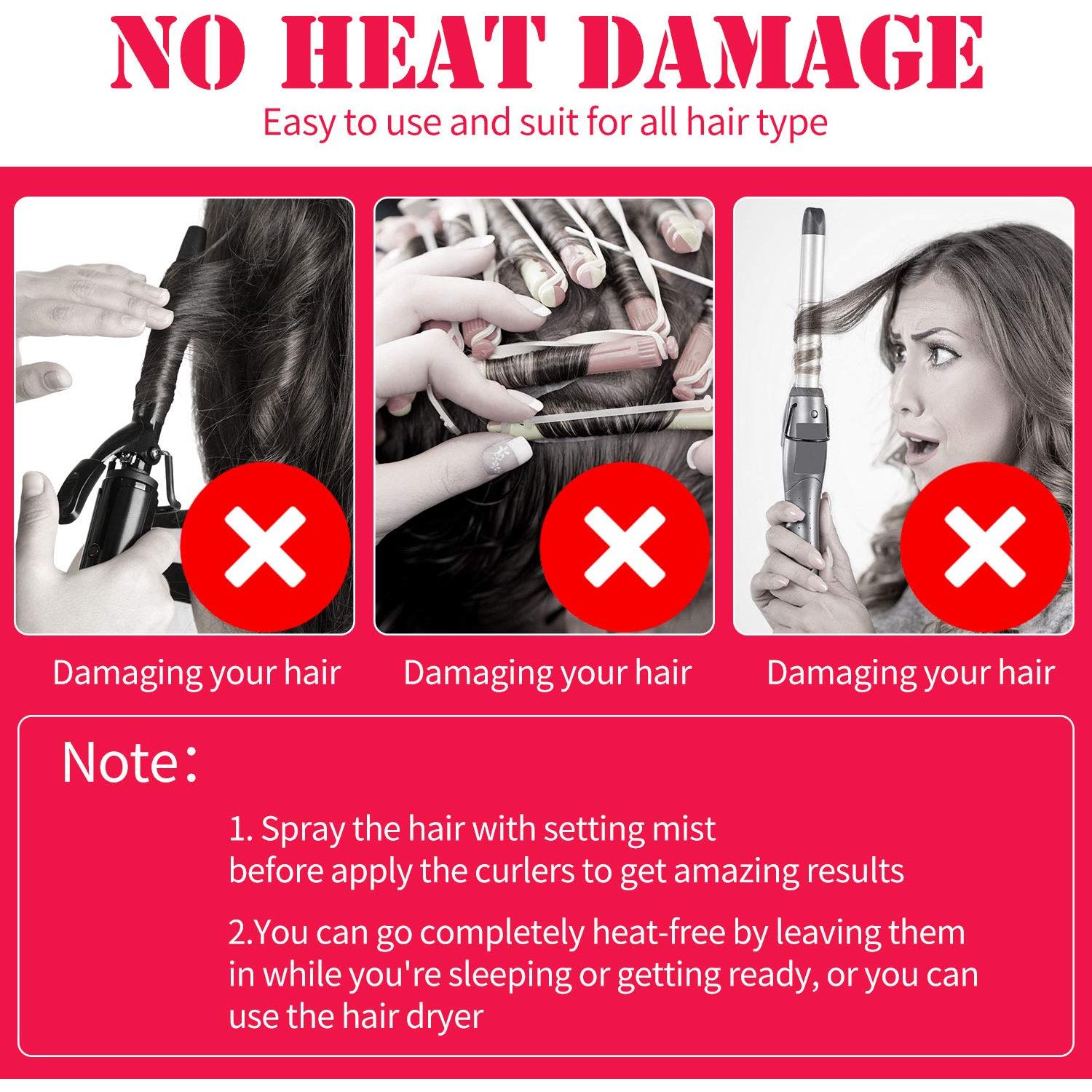 30 Rulos de Cabello Sin Calor WILLBOND 25 cm con Ganchos