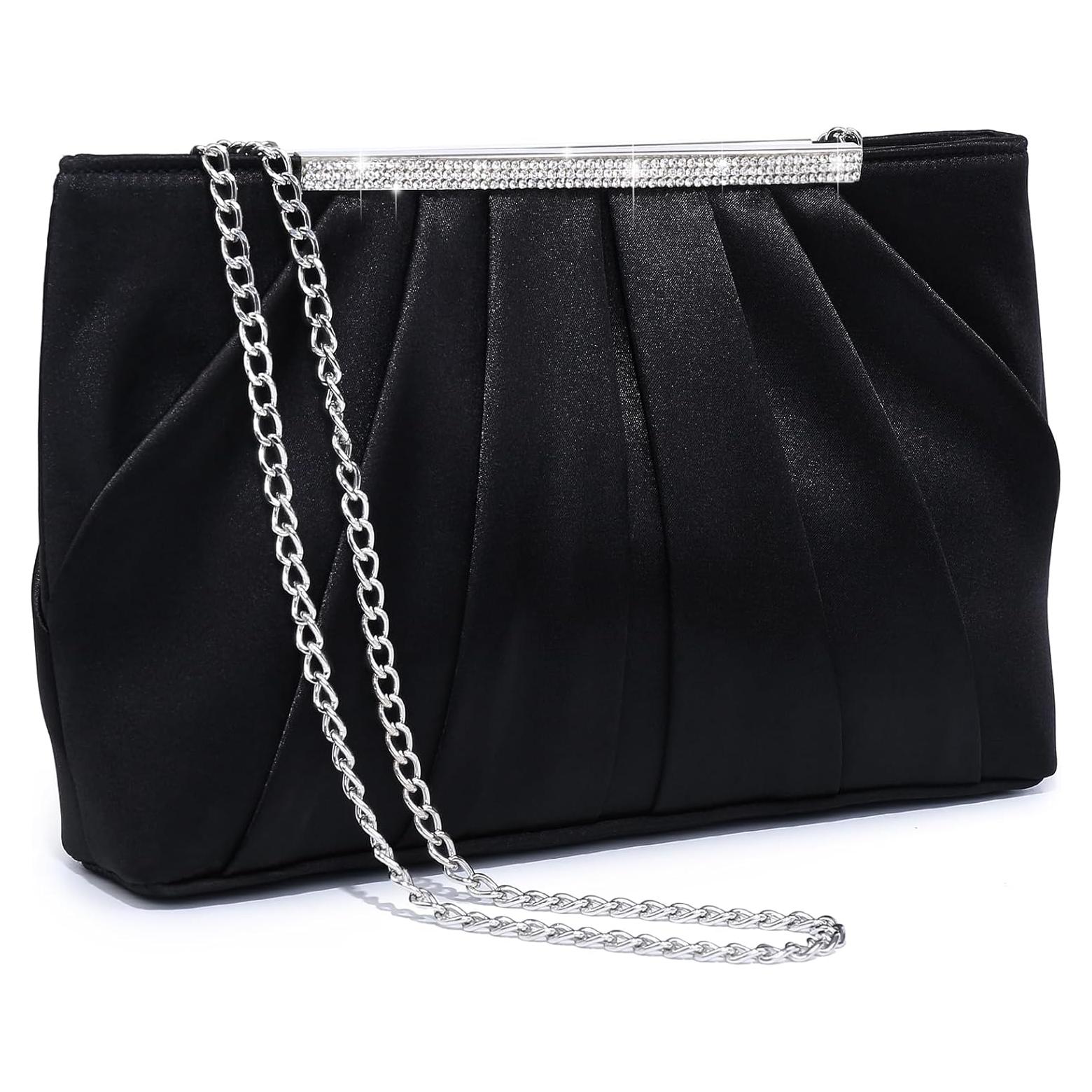 Bolso de Noche Plisado Dasein para Mujeres - Elegante Clutch Negro