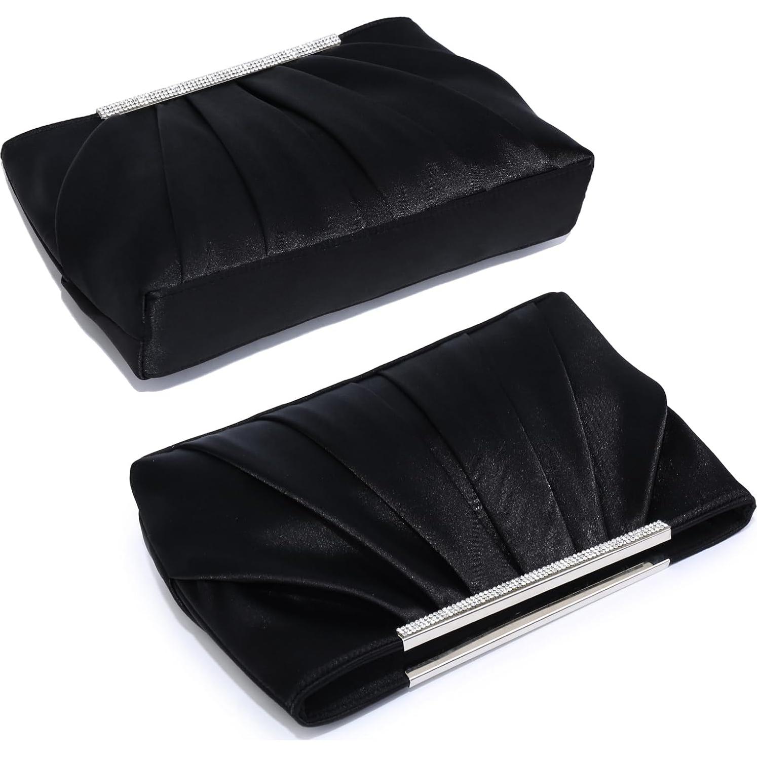 Bolso de Noche Plisado Dasein para Mujeres - Elegante Clutch Negro