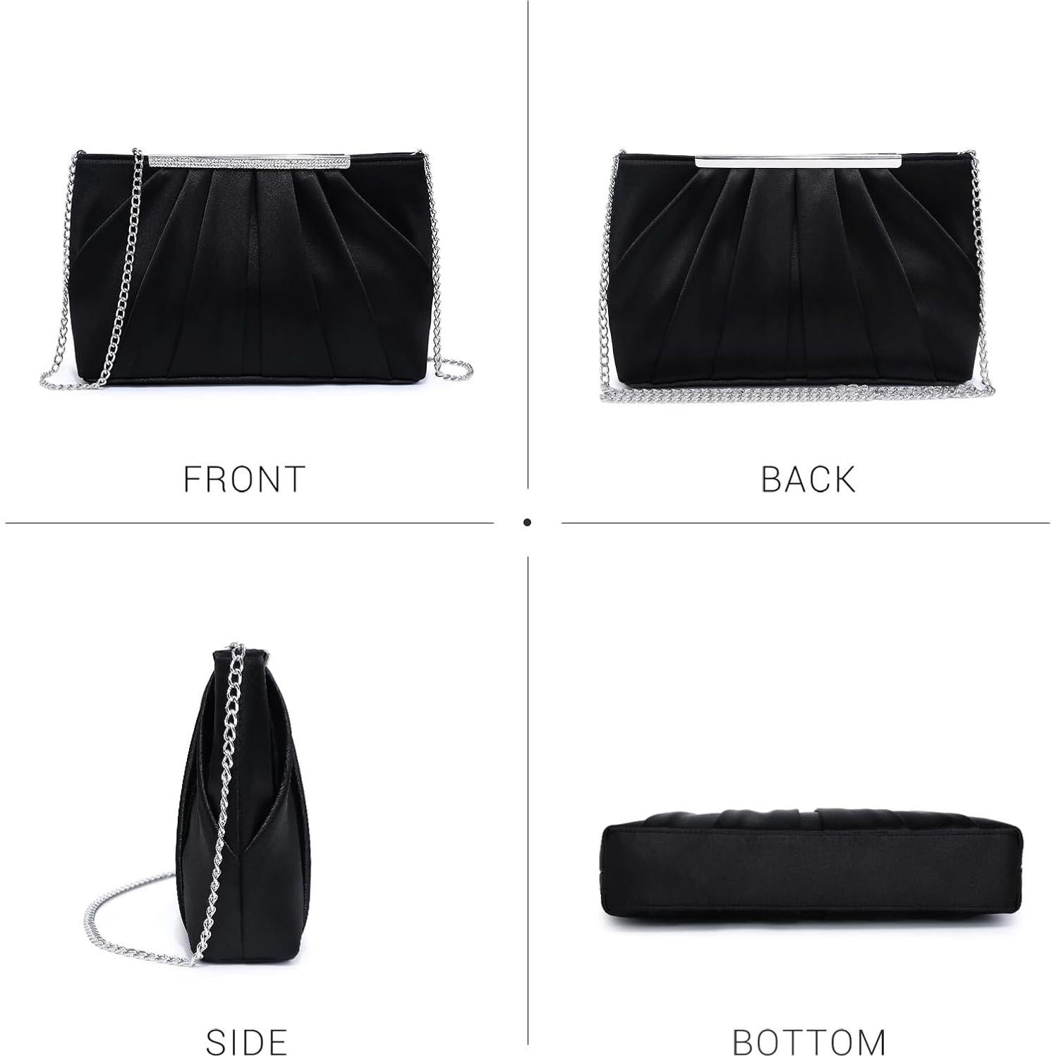 Bolso de Noche Plisado Dasein para Mujeres - Elegante Clutch Negro