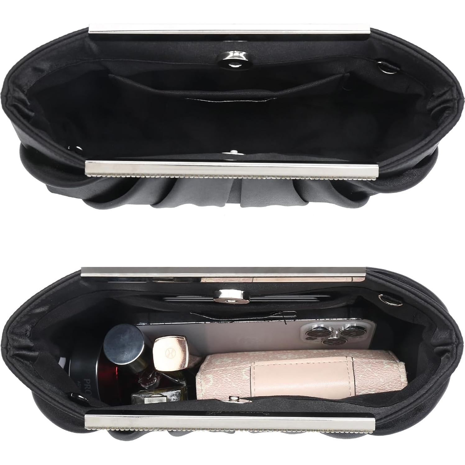 Bolso de Noche Plisado Dasein para Mujeres - Elegante Clutch Negro