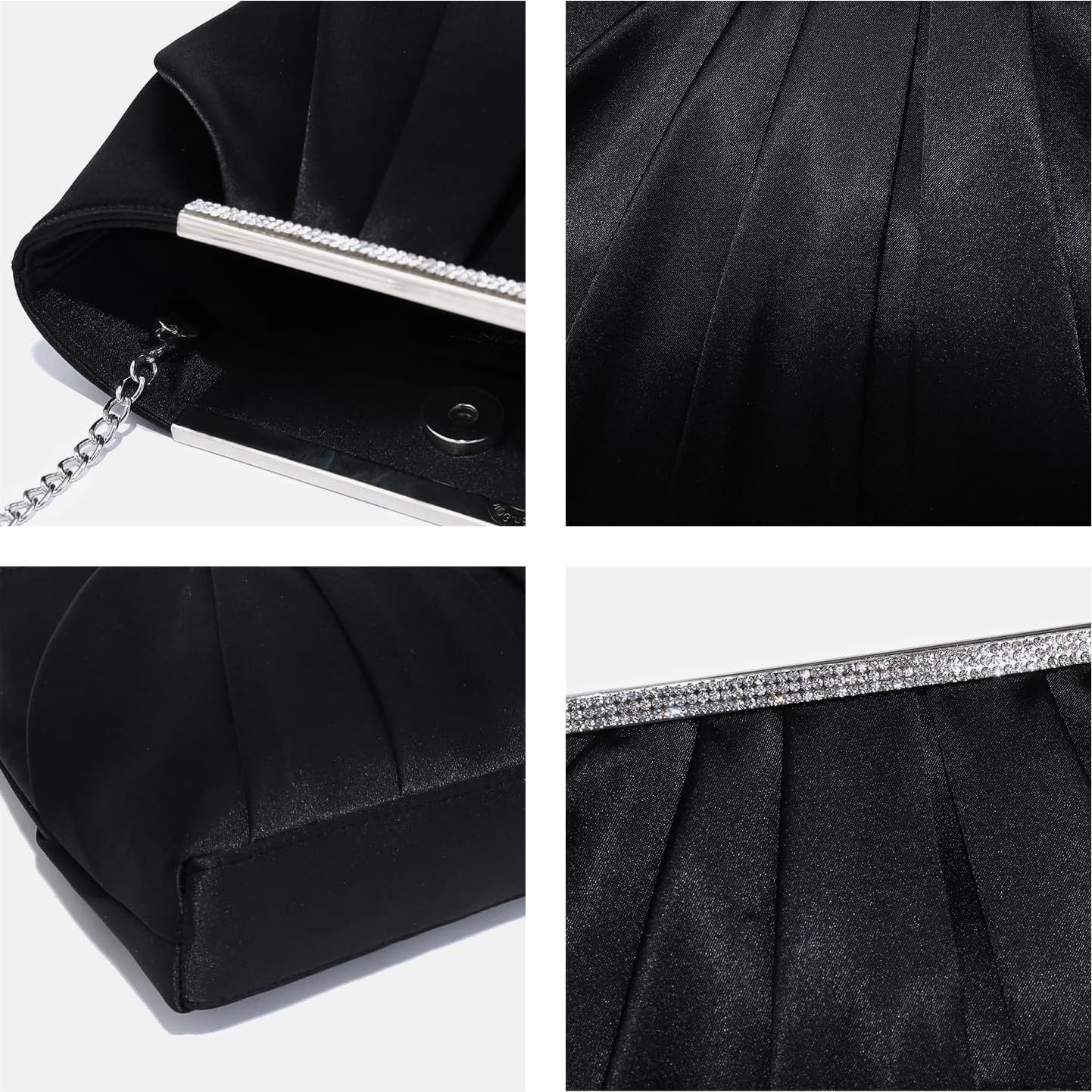 Bolso de Noche Plisado Dasein para Mujeres - Elegante Clutch Negro