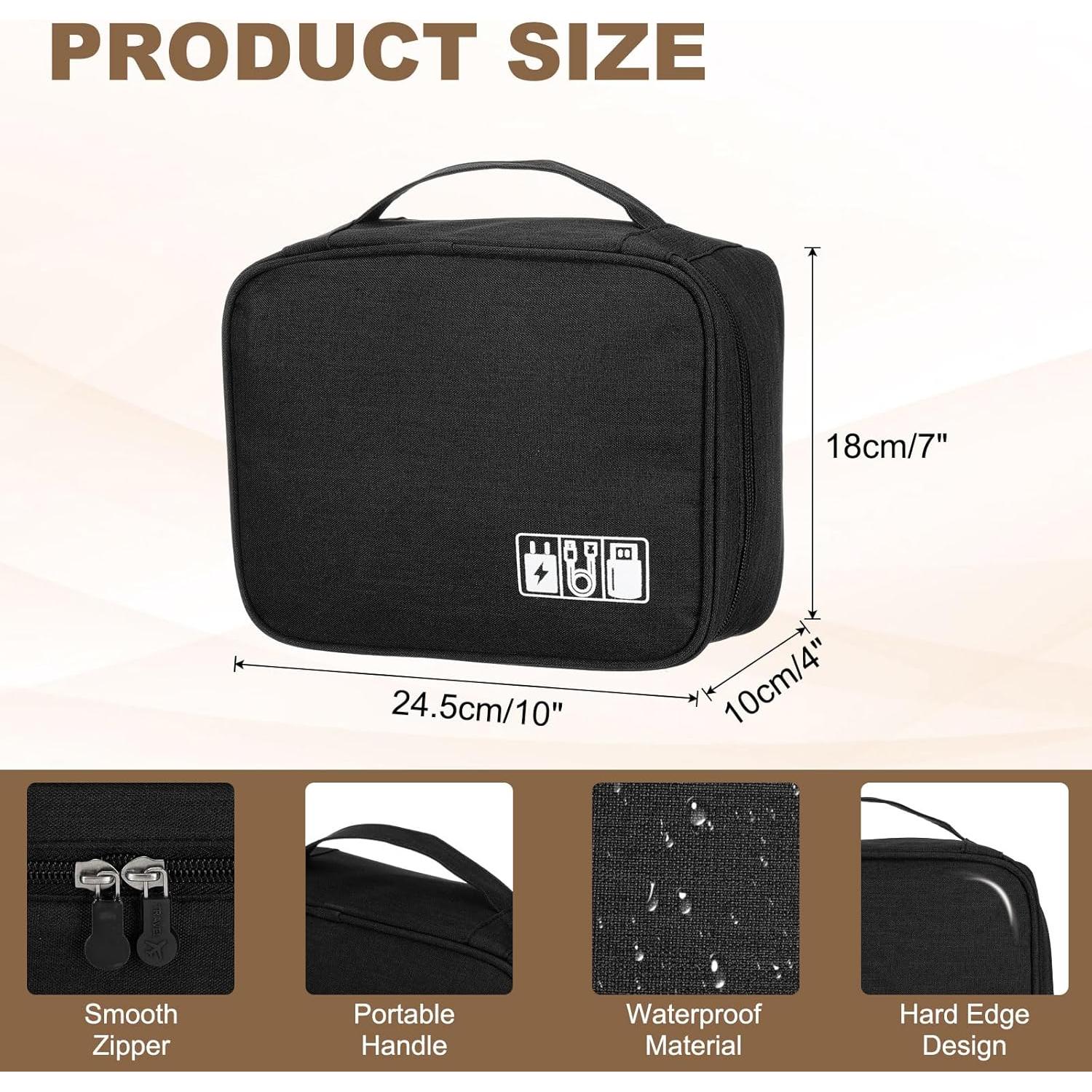 Bolsa Organizadora de Cables PATIKIL Portátil Negra 24.5x10x18cm