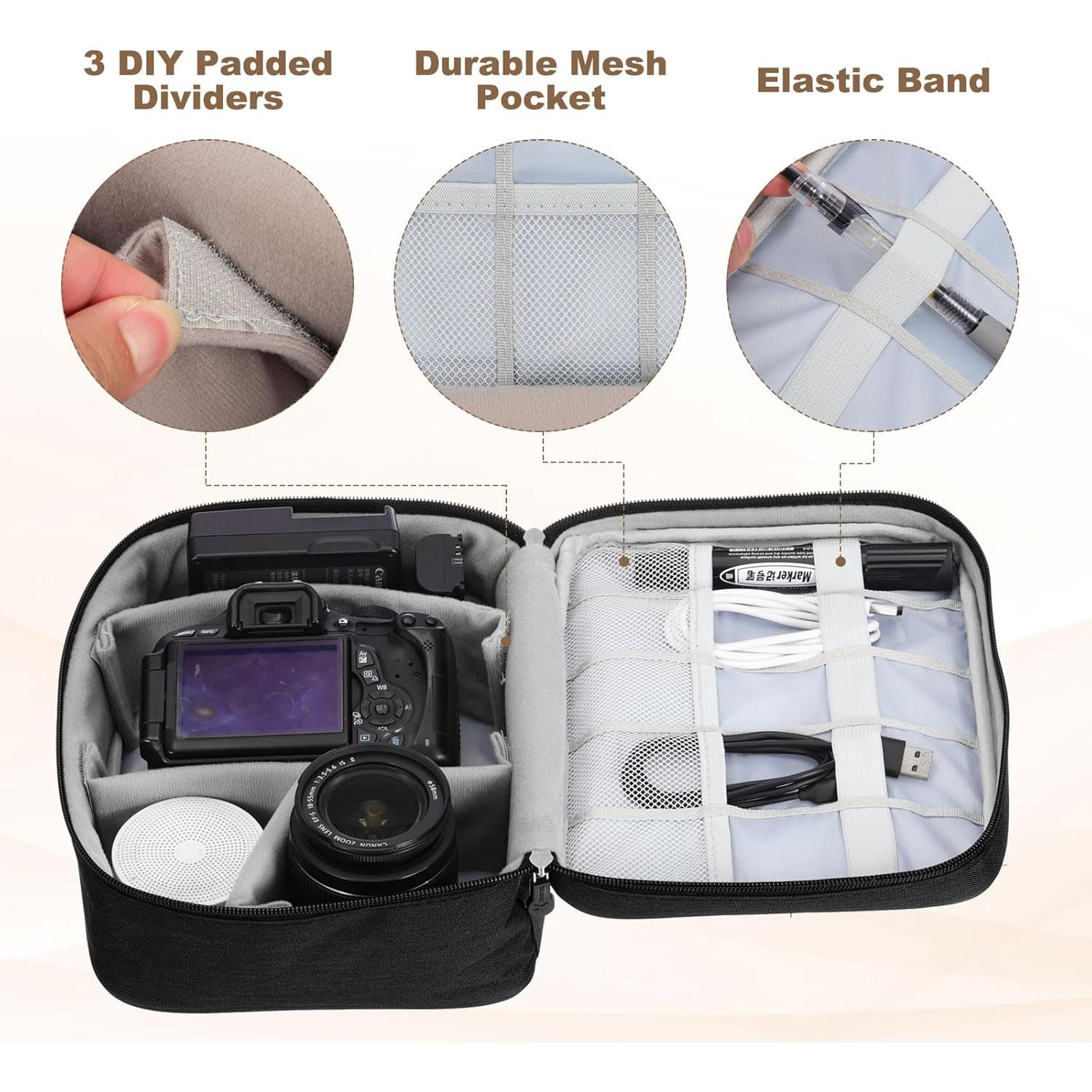 Bolsa Organizadora de Cables PATIKIL Portátil Negra 24.5x10x18cm