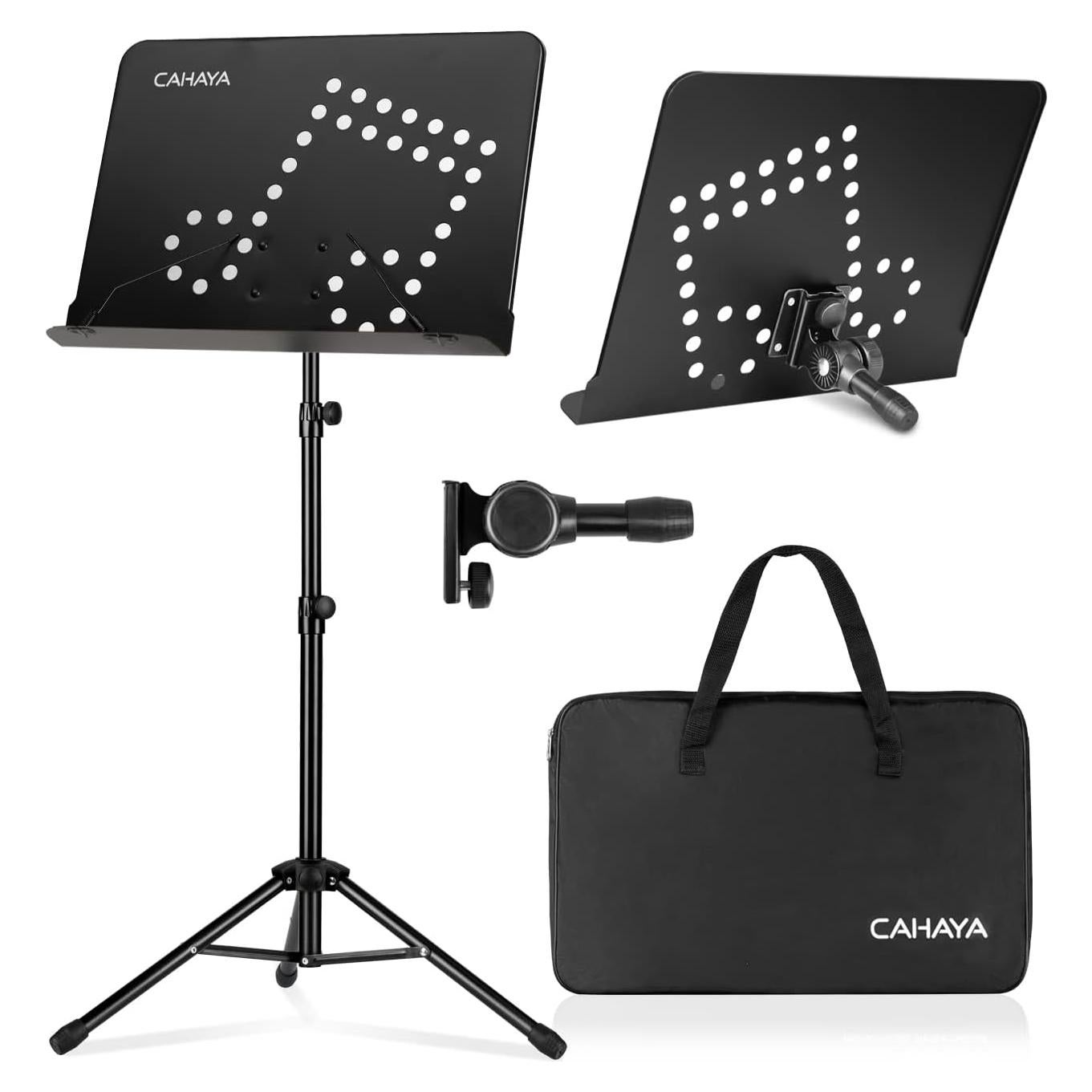 Soporte de Partituras CAHAYA Ajustable 3 en 1 Metal Negro