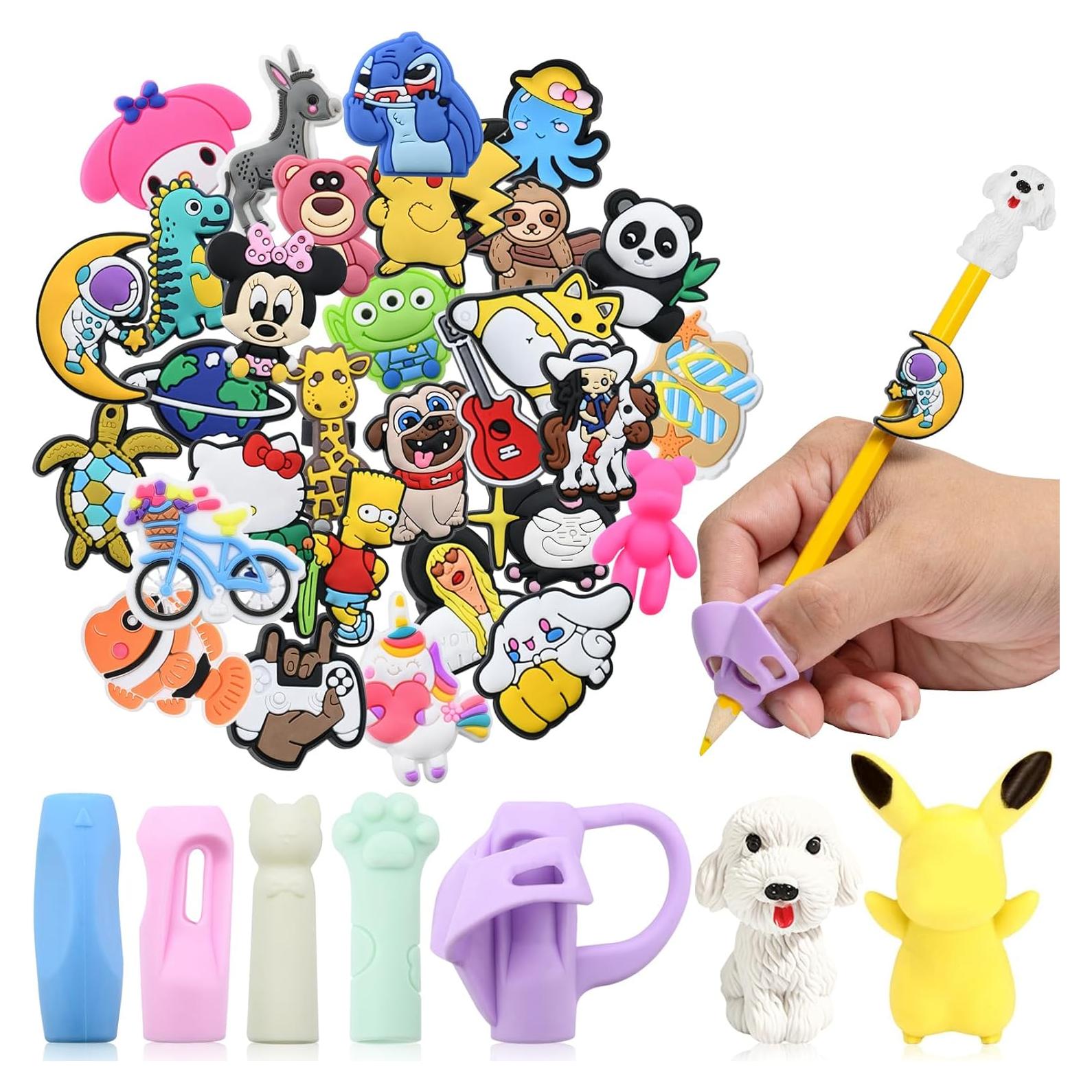 Juego de Adornos para Lápices Kawaii 37PCS QIONG - Protectores y Gomas