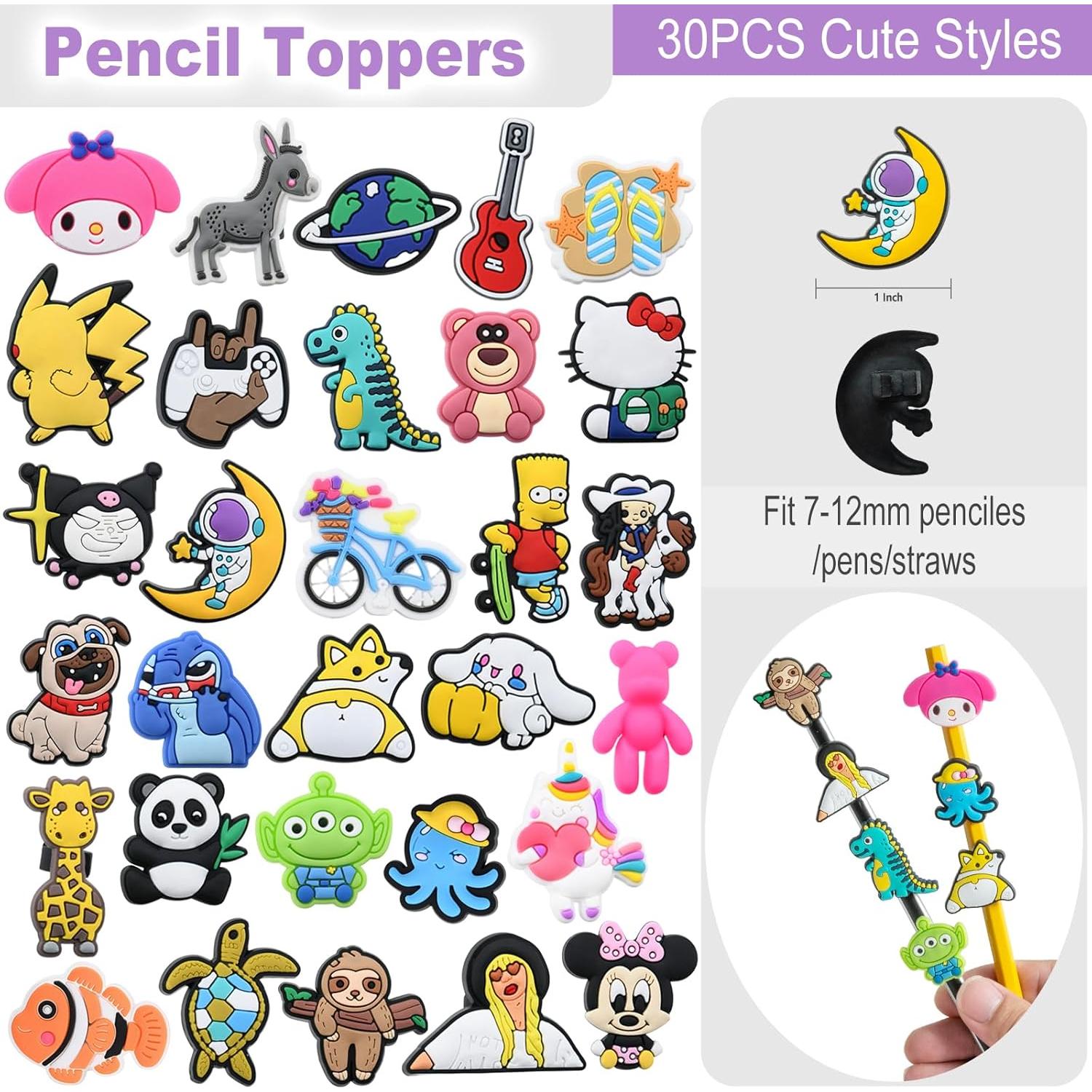Juego de Adornos para Lápices Kawaii 37PCS QIONG - Protectores y Gomas