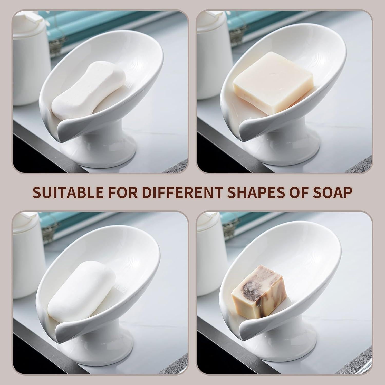 Plato de Jabón Cerámica Agyiuns Autodrenante Hoja Grande