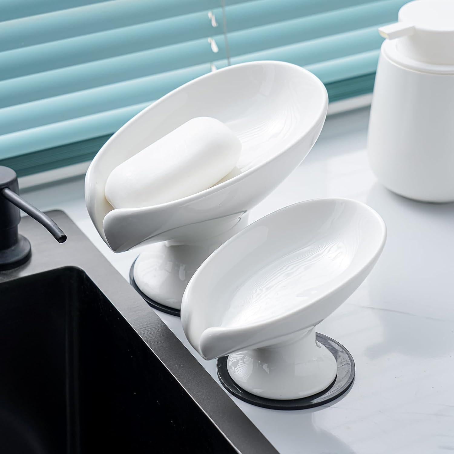 Plato de Jabón Cerámica Agyiuns Autodrenante Hoja Grande