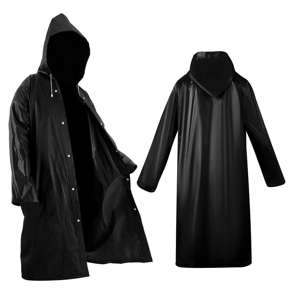 2 Ponchos de Lluvia Reutilizables Roctee para Adultos - Negro