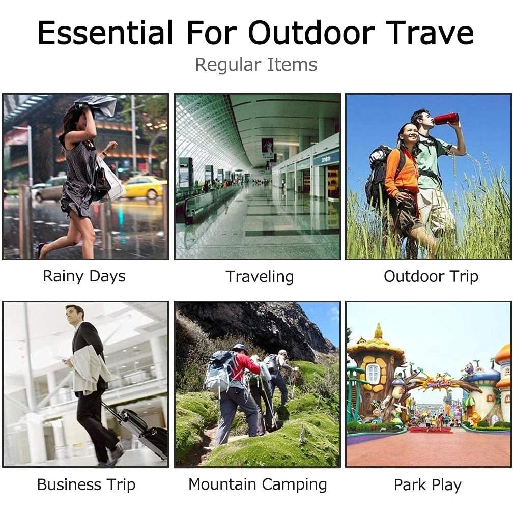 2 Ponchos de Lluvia Reutilizables Roctee para Adultos - Negro