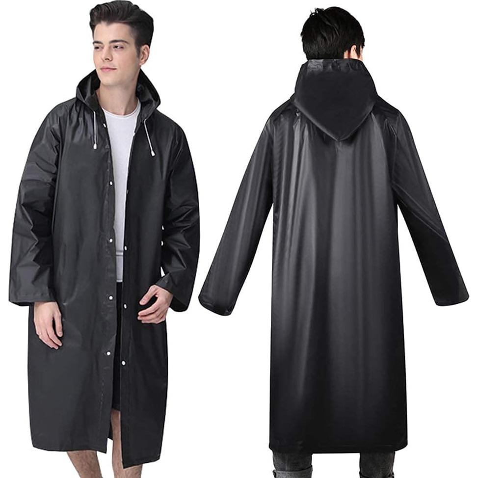 2 Ponchos de Lluvia Reutilizables Roctee para Adultos - Negro