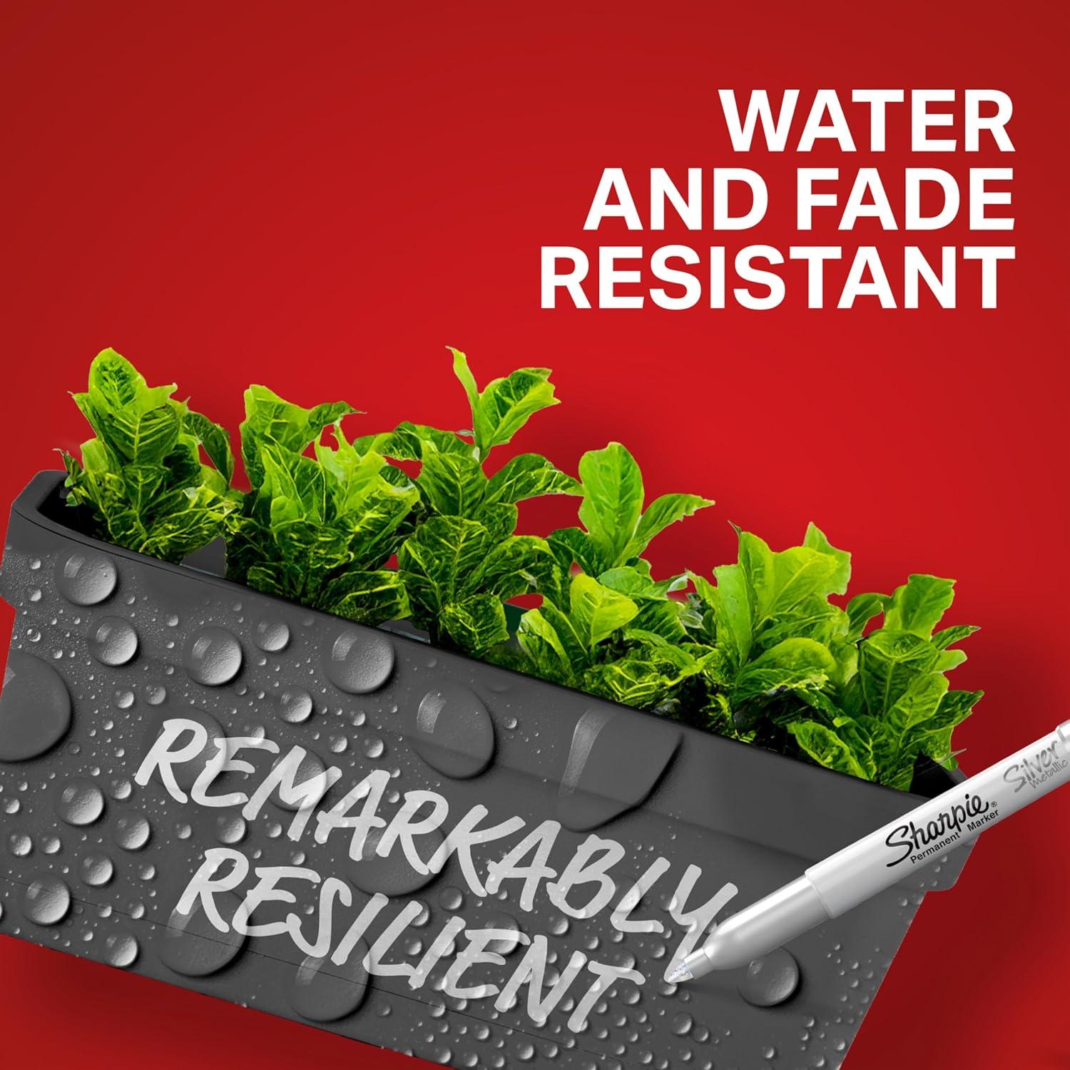 Marcadores Permanentes Metálicos Sharpie 39109PP, Punta Fina, Plata, 4 Unidades