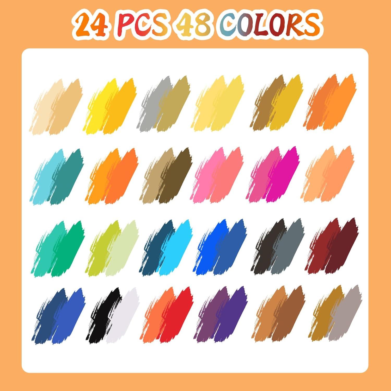Marcadores Acrílicos Brled 48 Colores Doble Punta Pincel 5mm