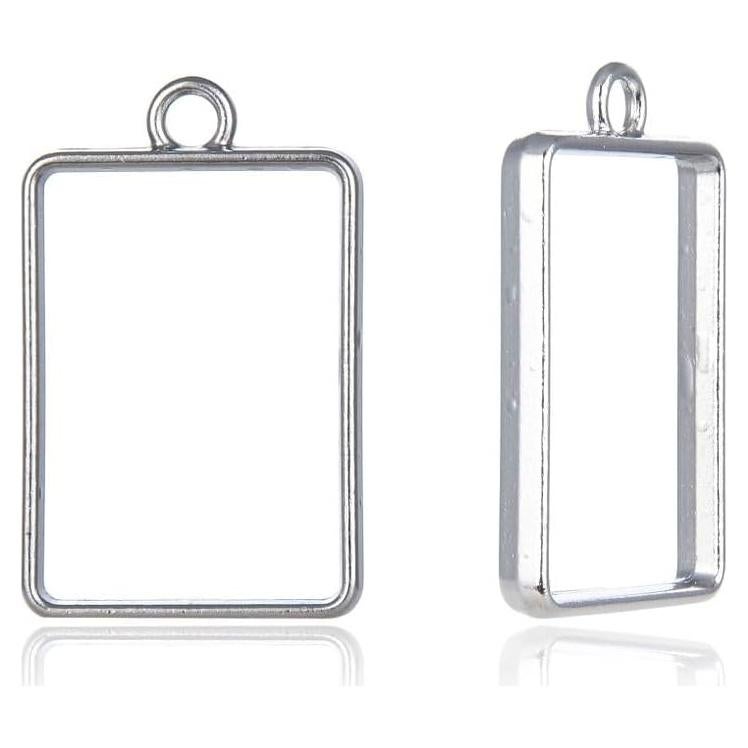 20 Piezas Marco Bezel Abierto Plateado Adabele 33x20mm