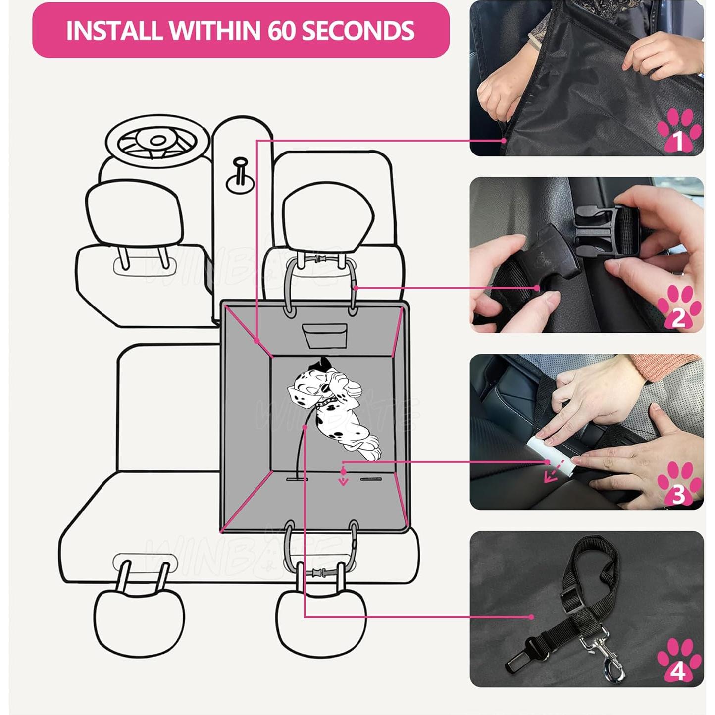 Asiento de coche para perros Winbate negro 58x48 cm a prueba de agua