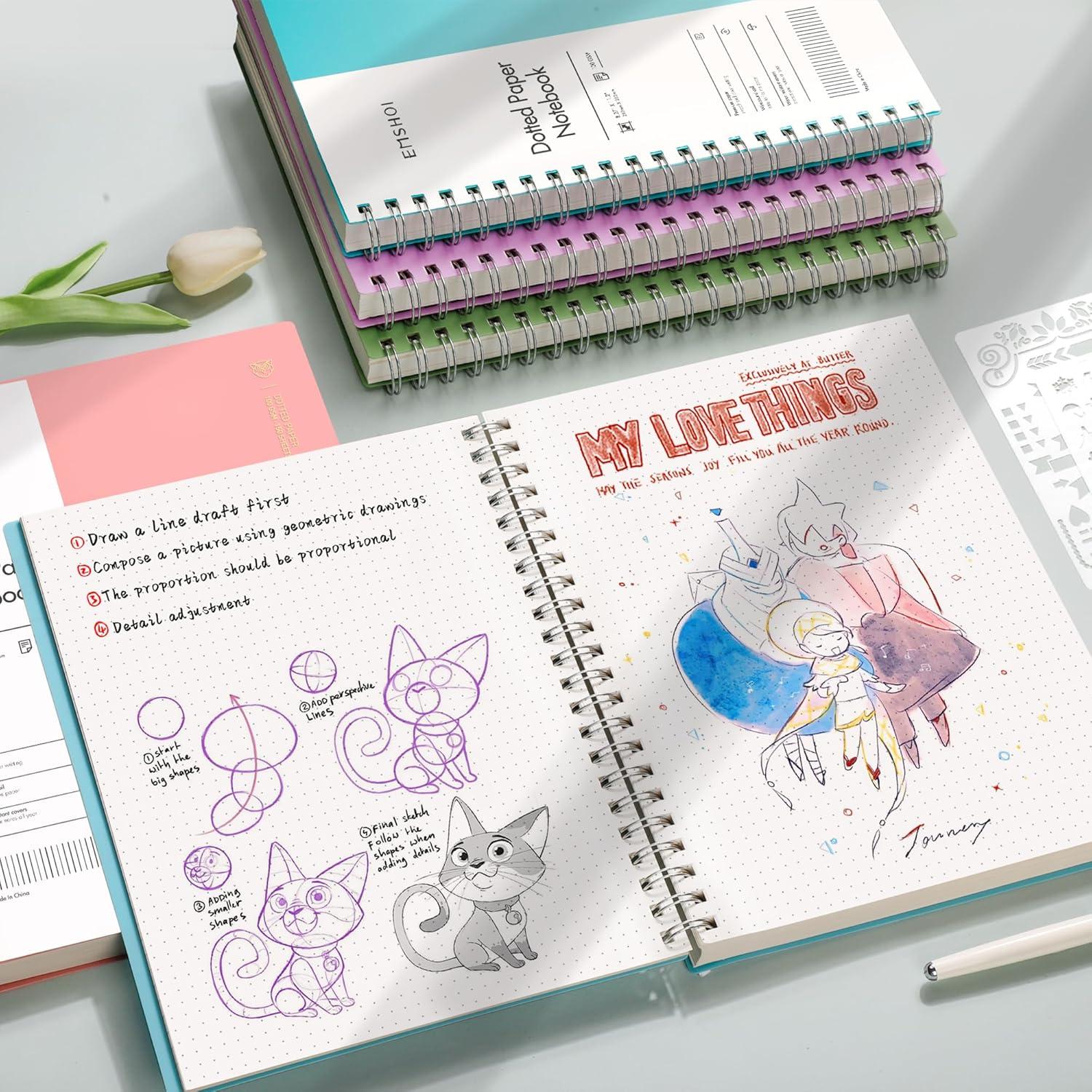 Cuaderno Espiral A4 EMSHOI Punteado 300 Páginas Azul