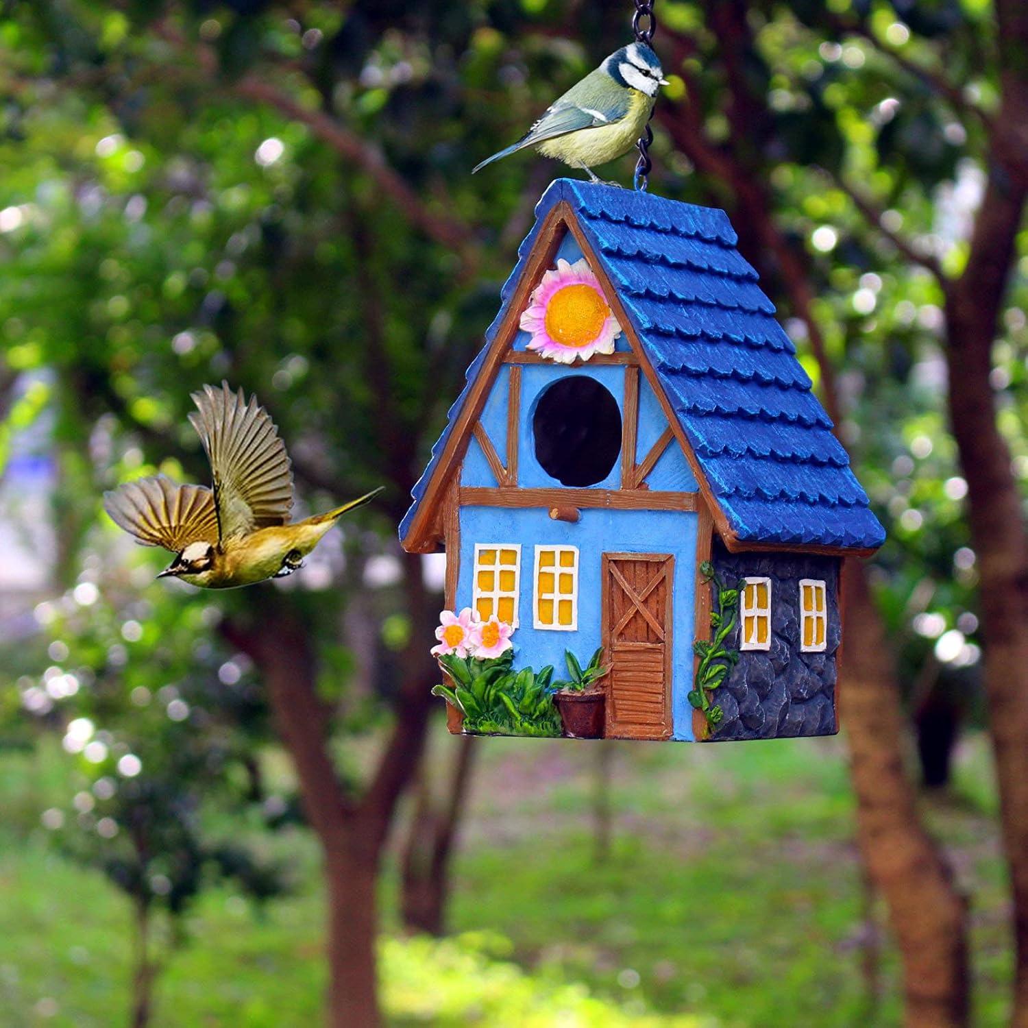 Casa de Pájaro Colgante Azul ZLSZTMI 20.32cm para Jardín
