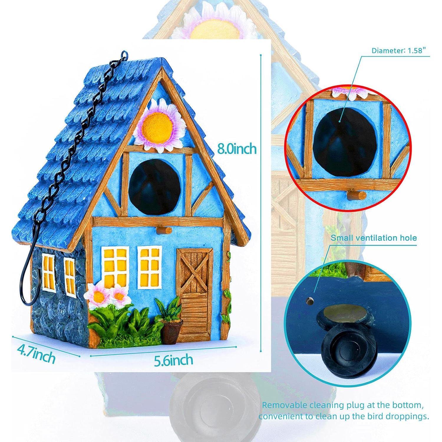 Casa de Pájaro Colgante Azul ZLSZTMI 20.32cm para Jardín