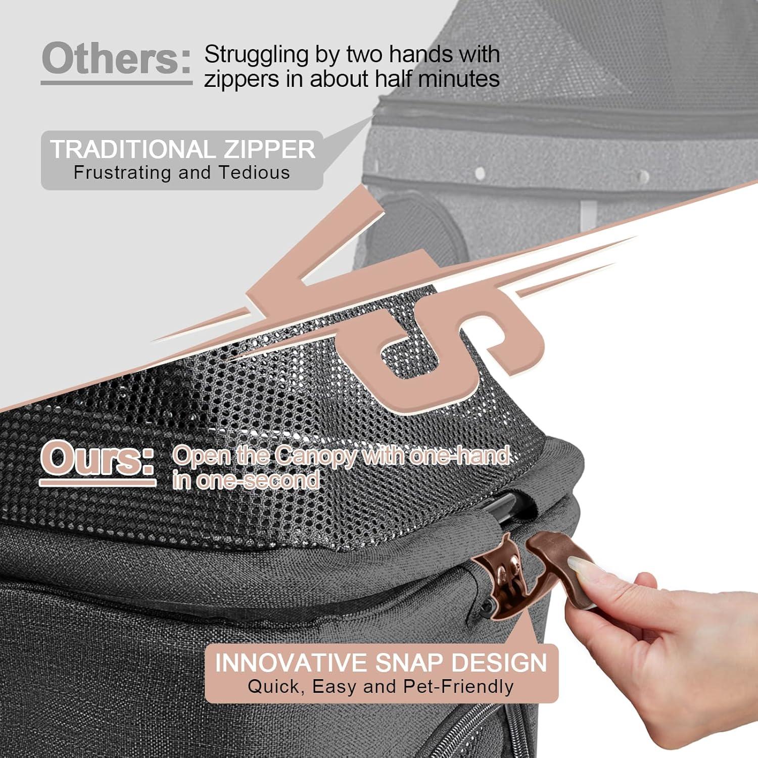 Carrito de Mascotas Doble LPOTIUS Negro para Perros y Gatos