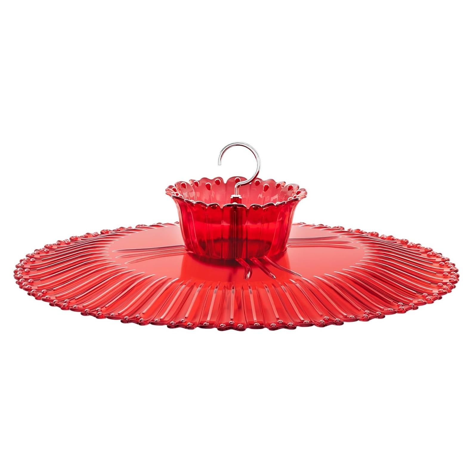 Comedero para Colibríes iBorn con Baffle Solar y Moat Rojo 26.9 cm