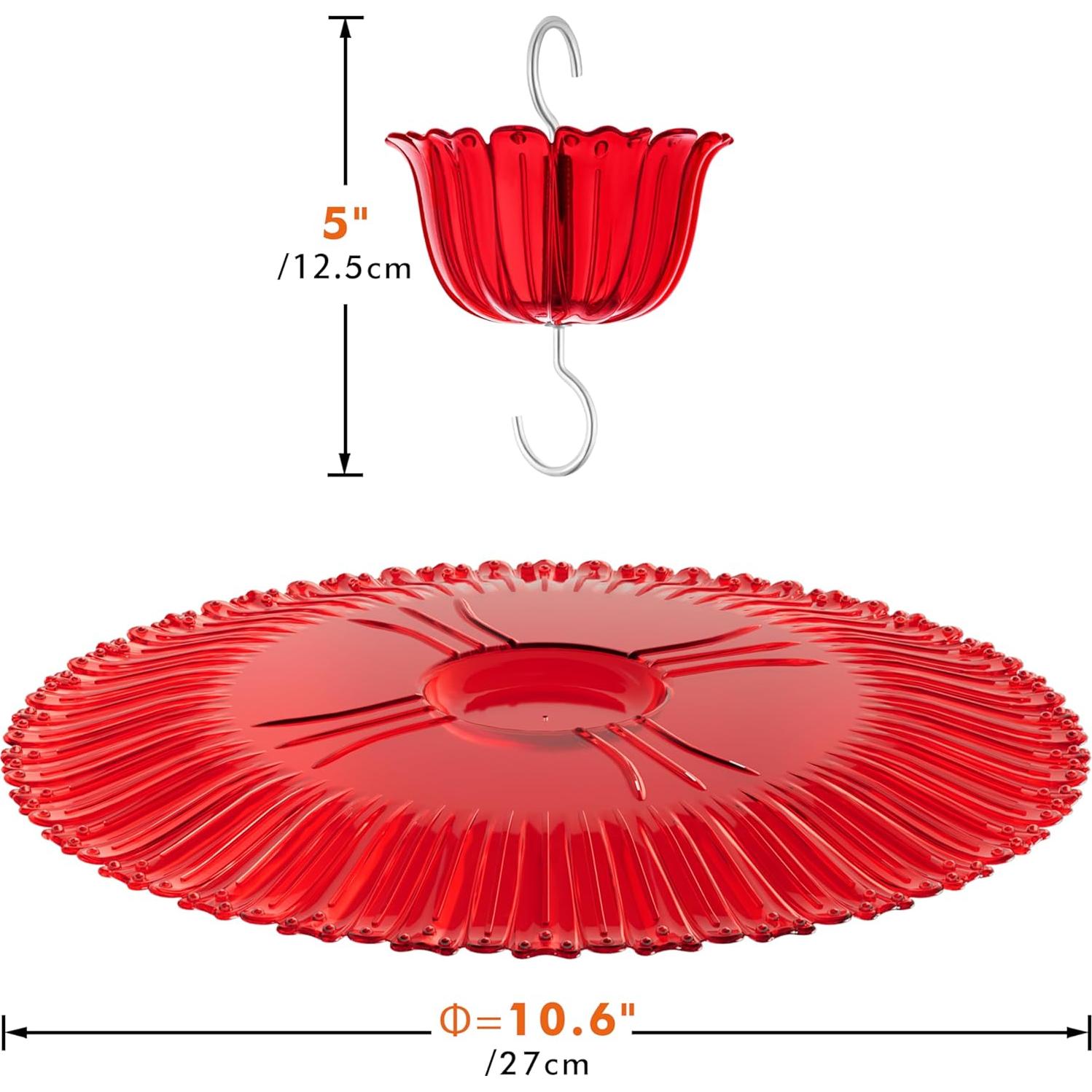 Comedero para Colibríes iBorn con Baffle Solar y Moat Rojo 26.9 cm