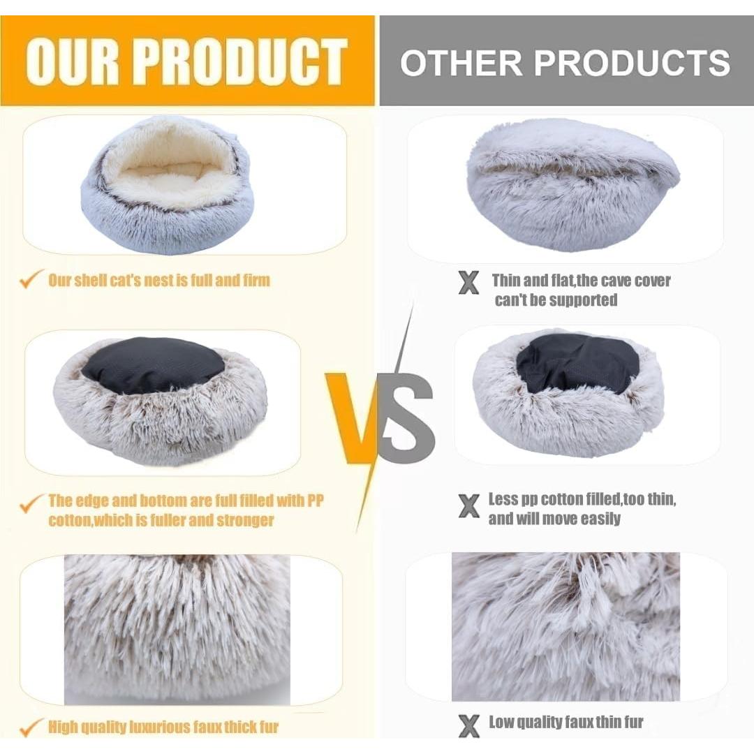 Cama Redonda para Gatos y Perros FURUISITAI 50.8cm Café