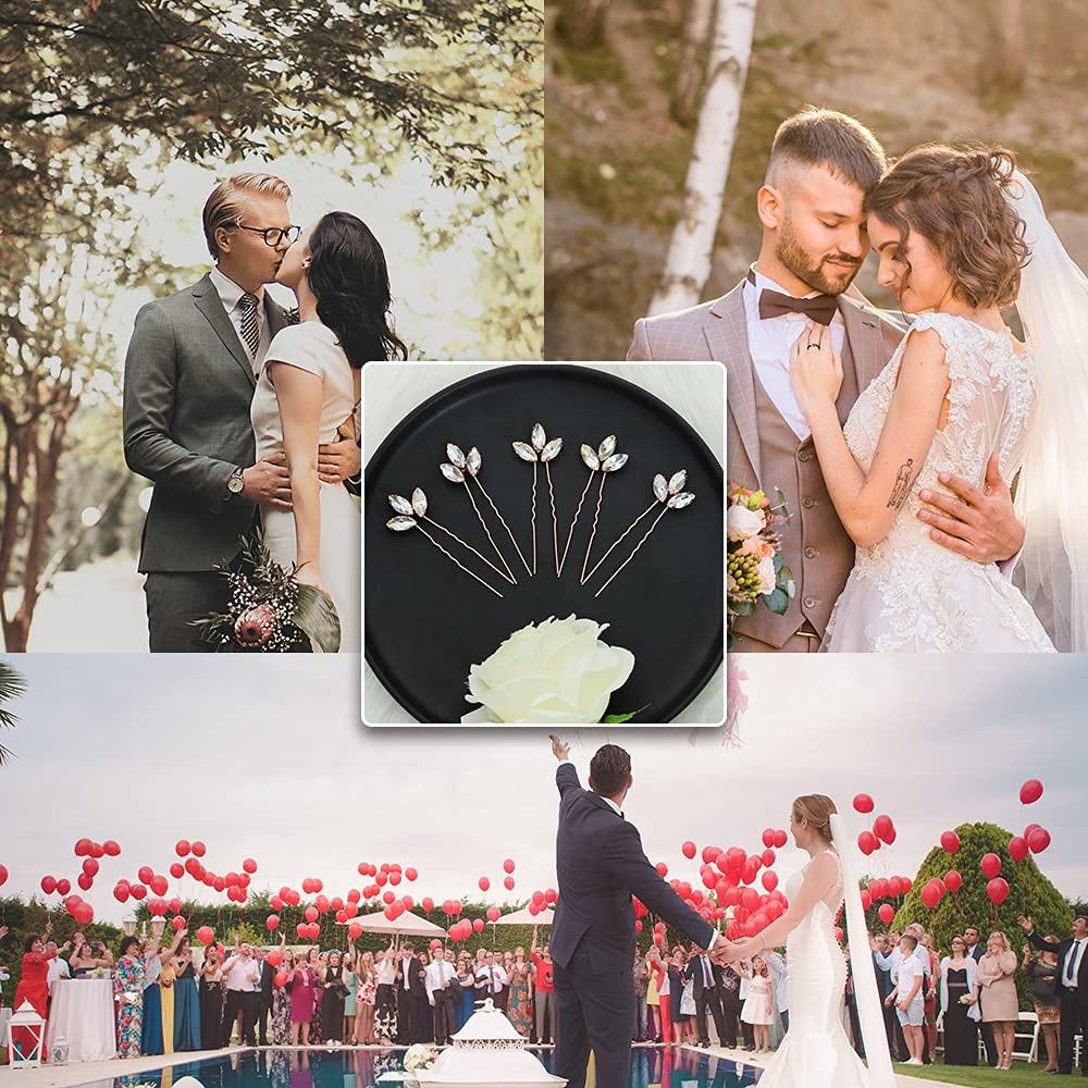 Horquillas de boda Aegenacess oro rosa con rhinestone 5PCS