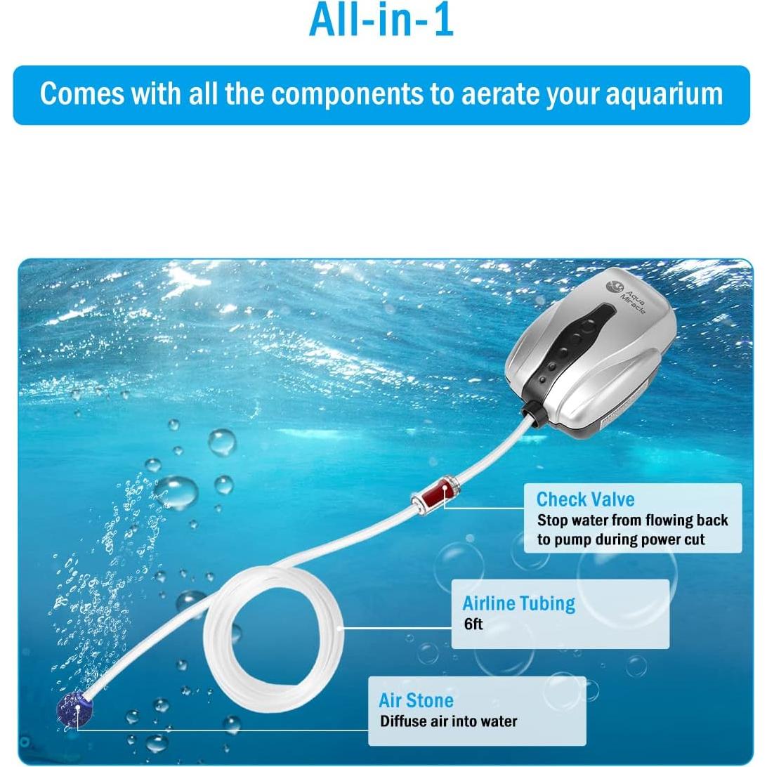 Bomba de Aire AquaMiracle AP2100 para Acuarios 3.79-75.71L