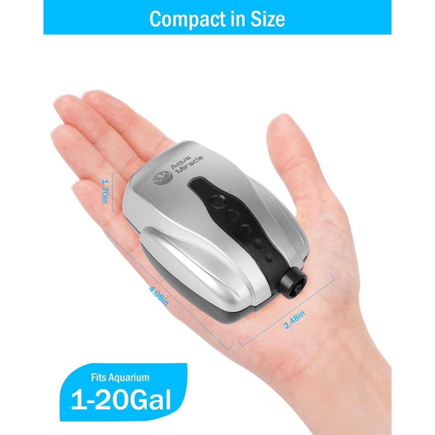 Bomba de Aire AquaMiracle AP2100 para Acuarios 3.79-75.71L