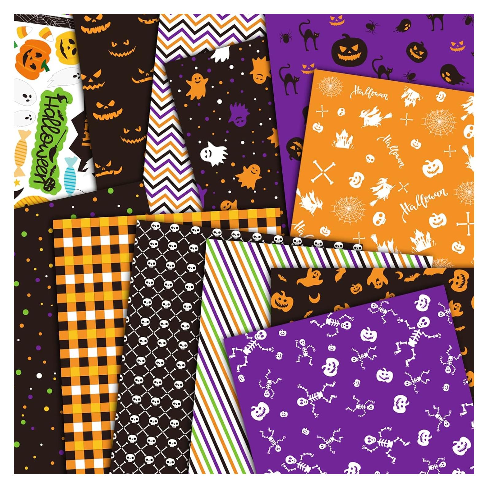 Set de Papel de Patrón Halloween MIAHART 30 Hojas A4 Doble Cara