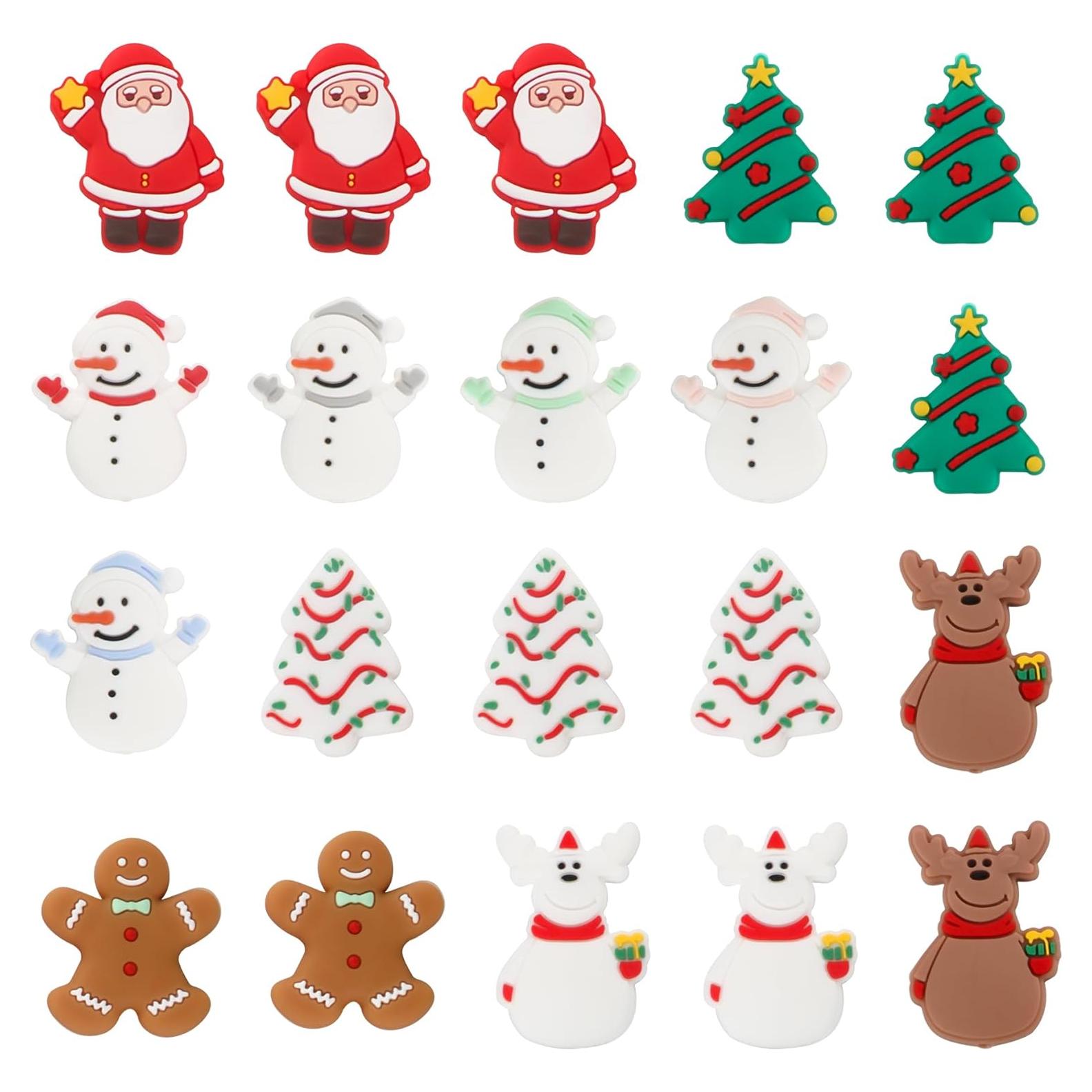 Conjunto de 20 Perlas de Silicona Navideñas Sunrony 15mm