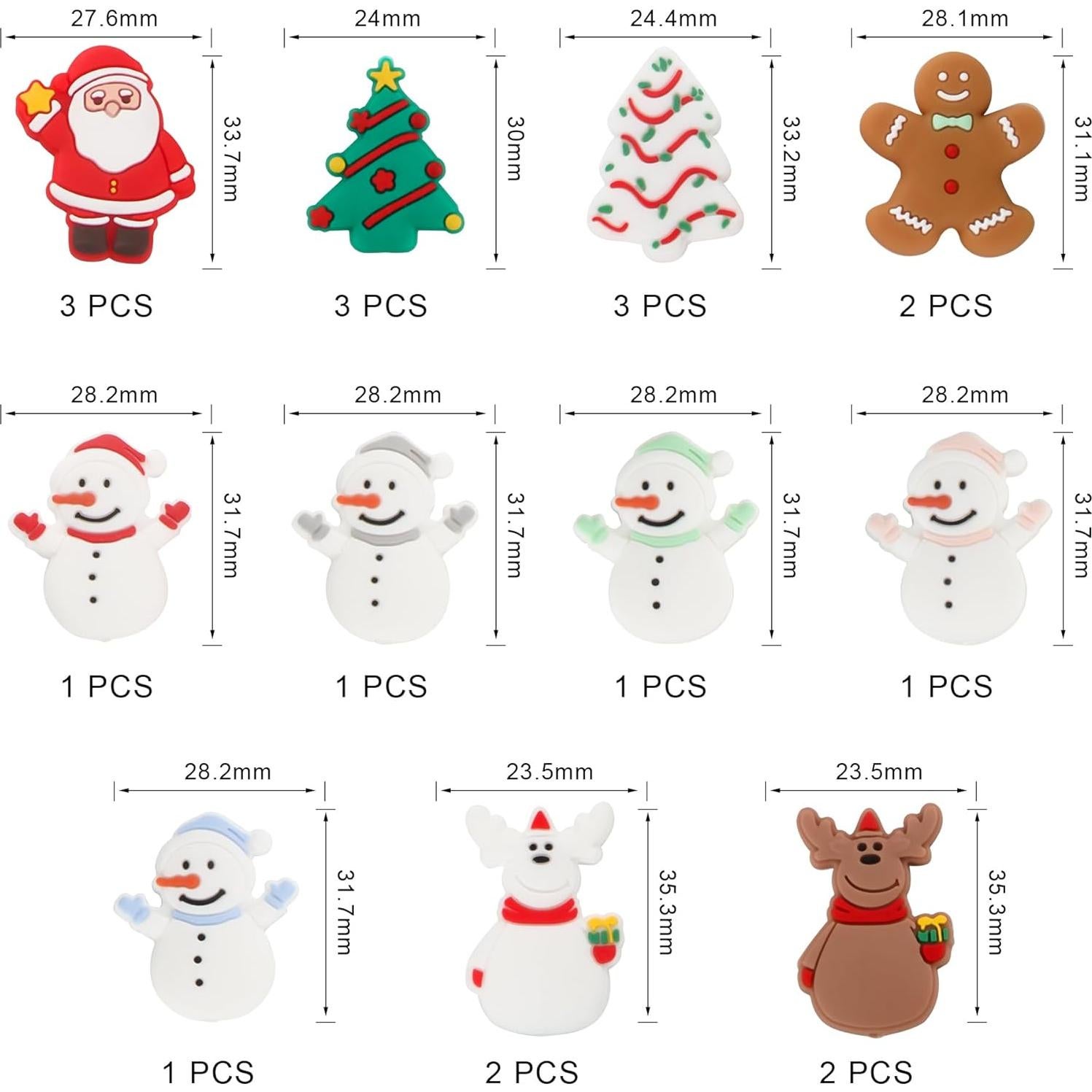 Conjunto de 20 Perlas de Silicona Navideñas Sunrony 15mm