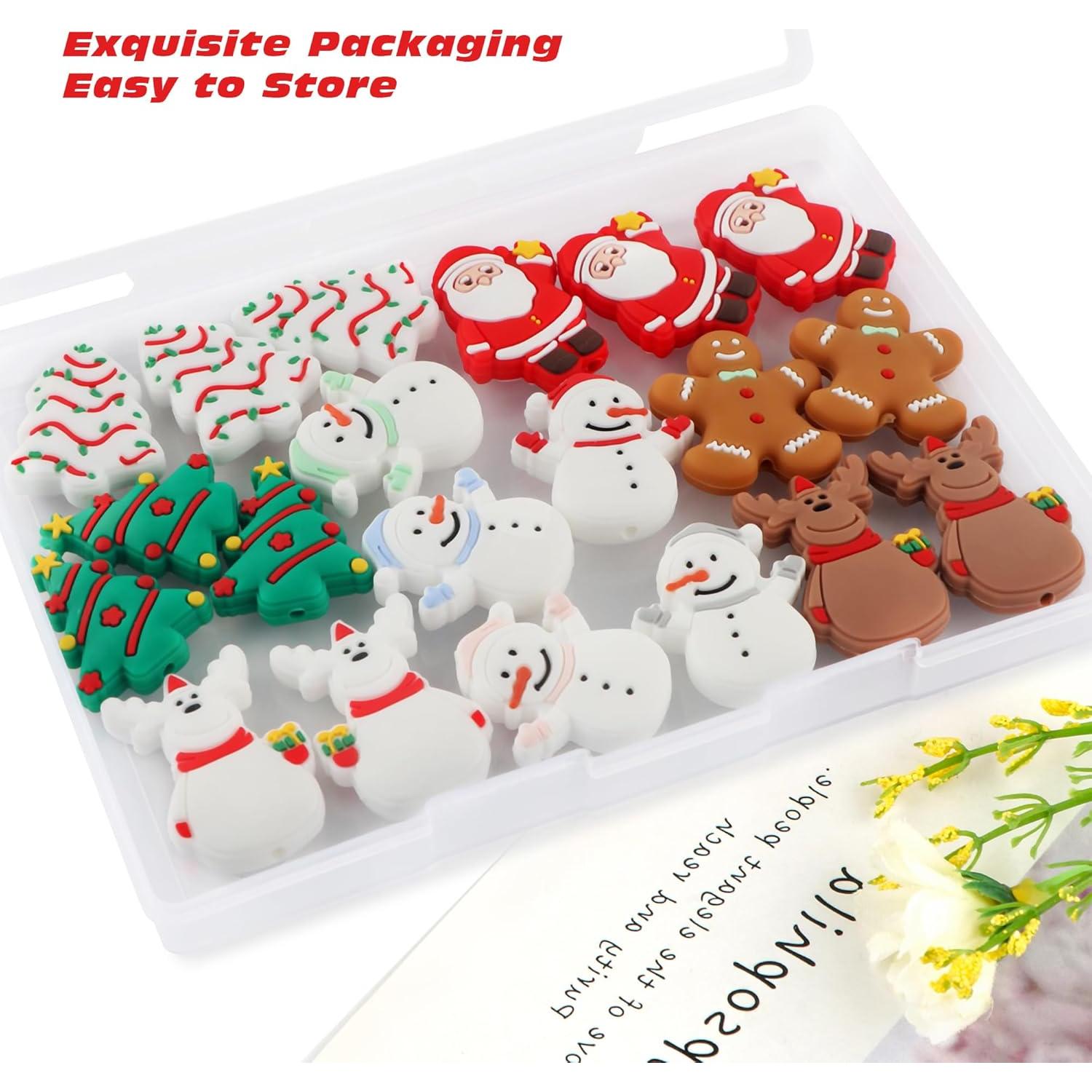 Conjunto de 20 Perlas de Silicona Navideñas Sunrony 15mm