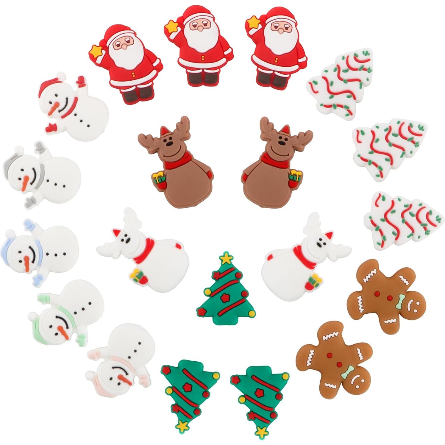 Conjunto de 20 Perlas de Silicona Navideñas Sunrony 15mm