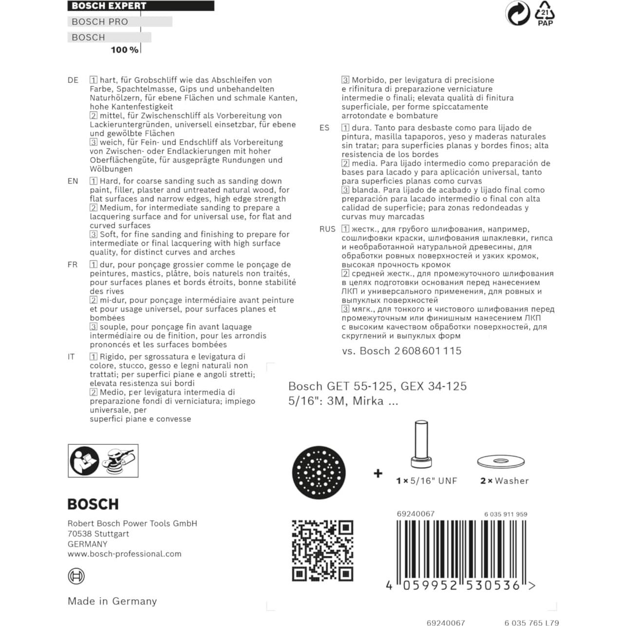 Respaldo Multihole Suave Bosch 125 mm para Lijadoras
