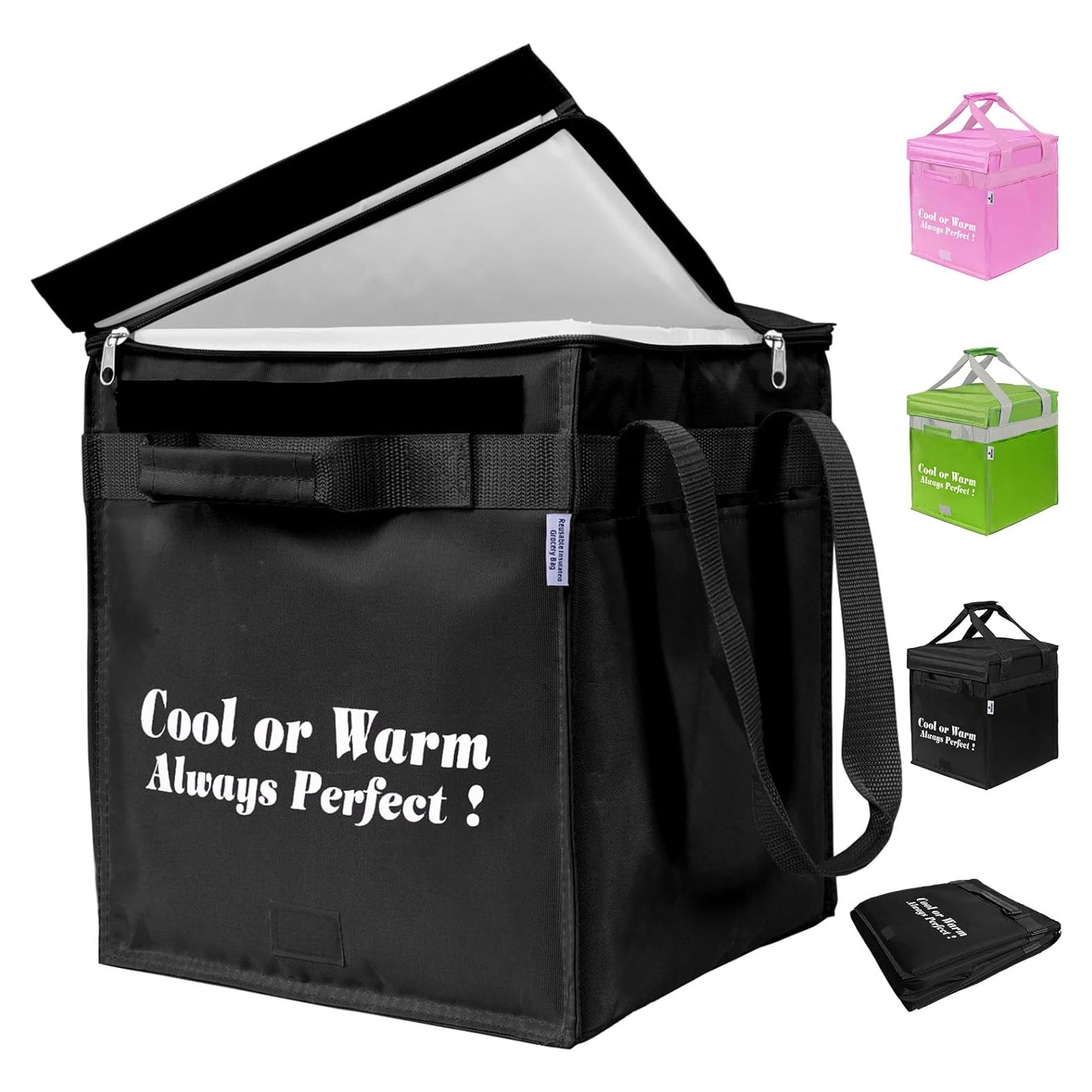 Bolsa de Compras Aislada SKvoen 27L Negra Plegable y Reutilizable