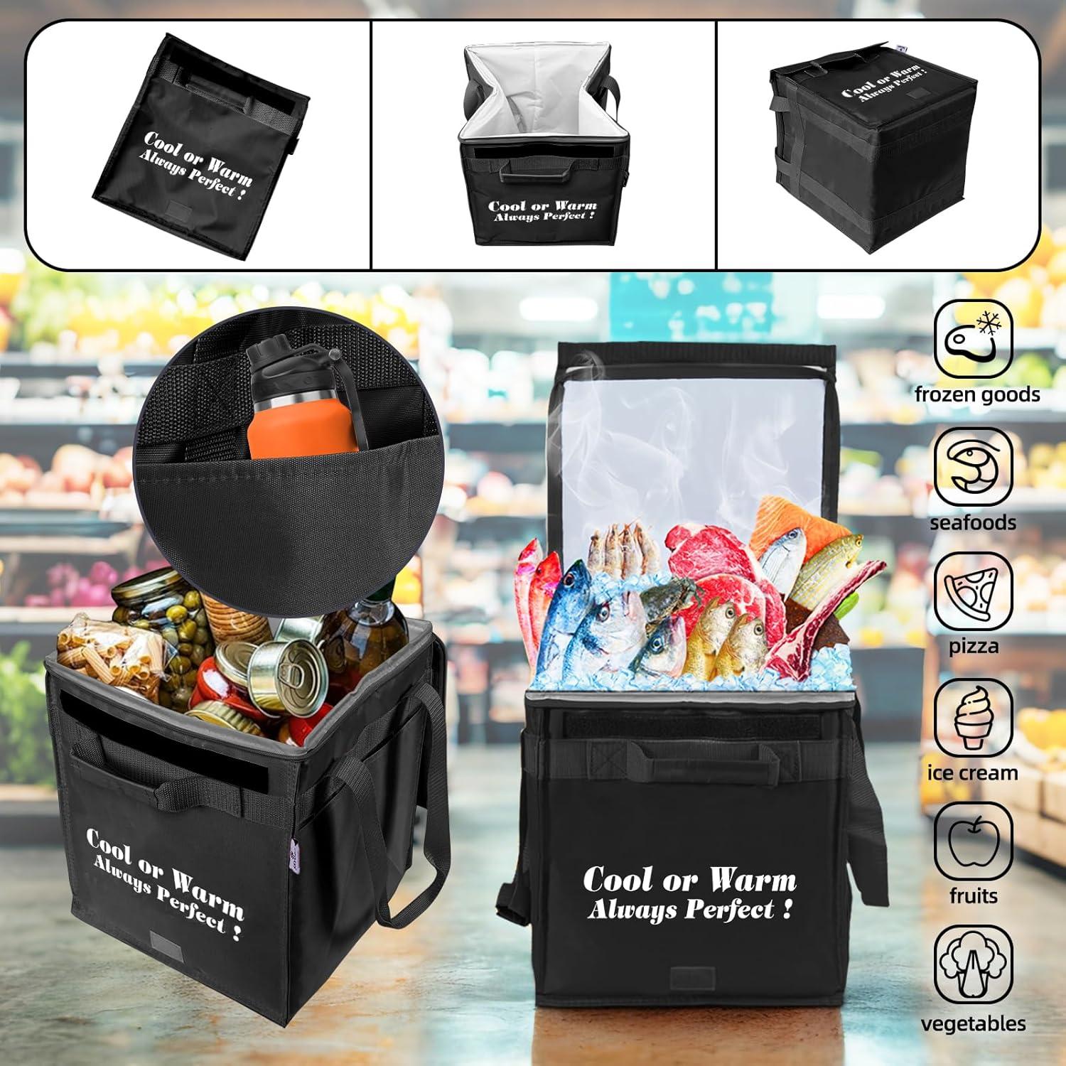 Bolsa de Compras Aislada SKvoen 27L Negra Plegable y Reutilizable