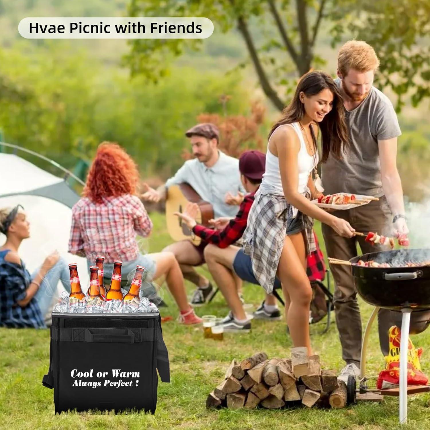 Bolsa de Compras Aislada SKvoen 27L Negra Plegable y Reutilizable