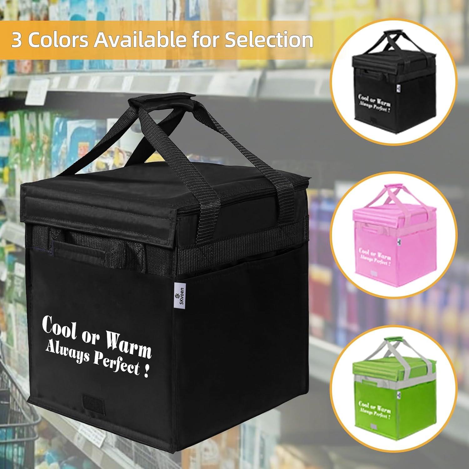 Bolsa de Compras Aislada SKvoen 27L Negra Plegable y Reutilizable