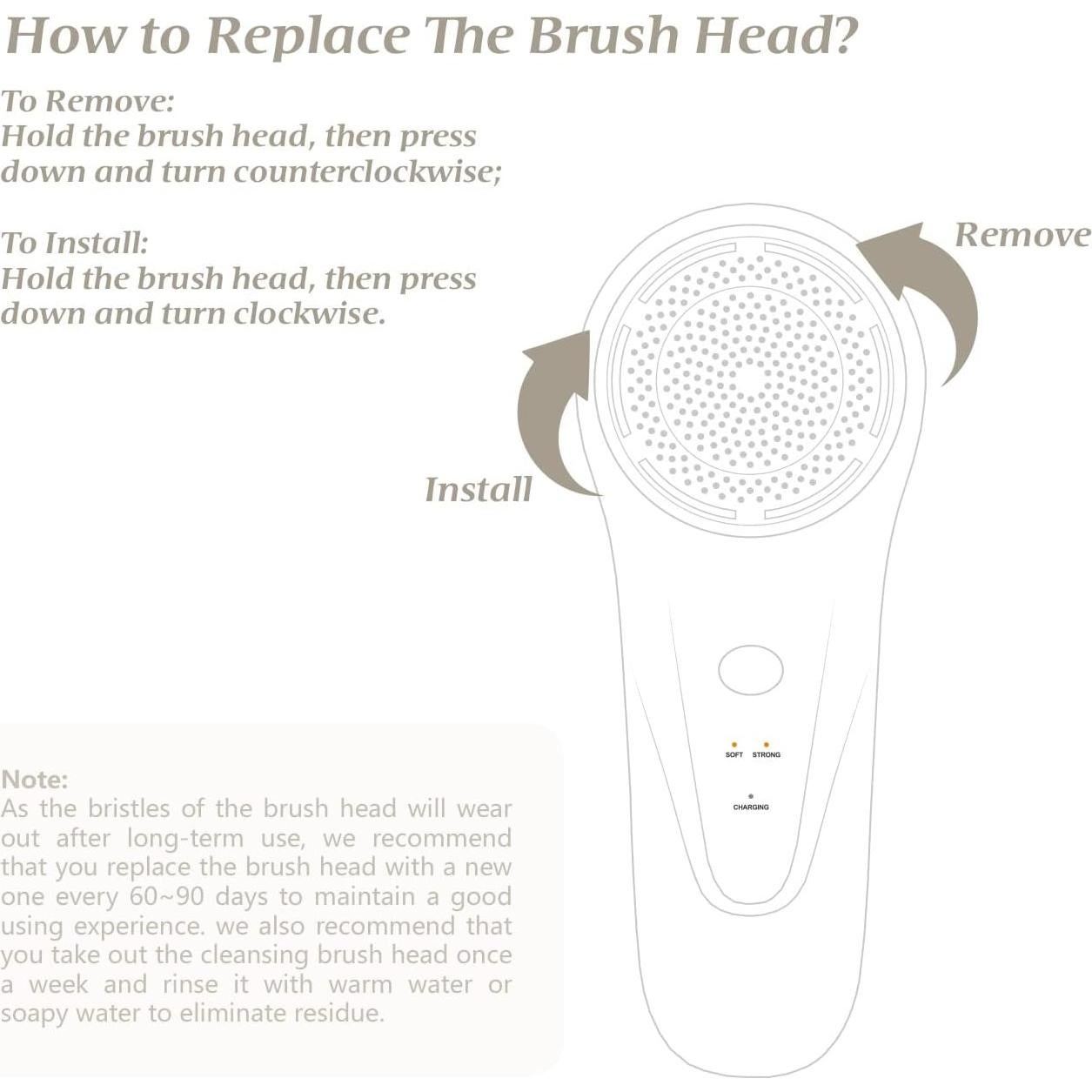 Cabezas de cepillo de limpieza facial Bonnieface BF-1119 - 3 unidades cerdas suaves