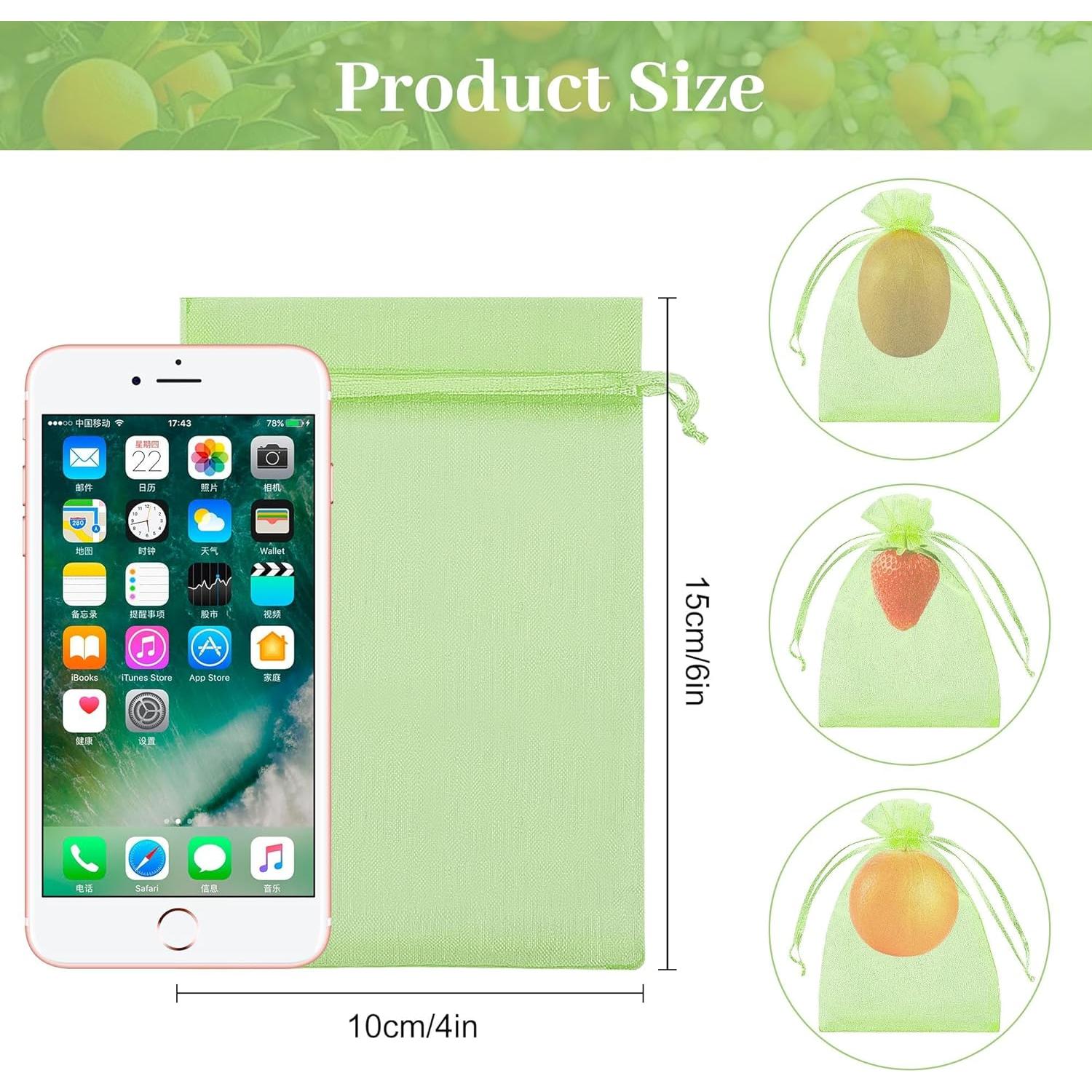 Bolsas de Protección de Frutas ZIFTY 100 Pcs 10x15 cm Verde