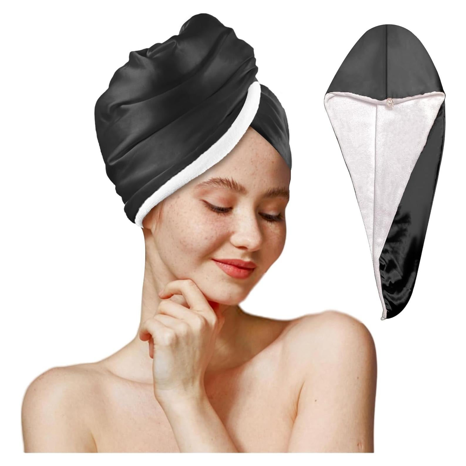 Toalla de Microfibra Bsofter para Cabello Rizado - Negra, 1 Paquete