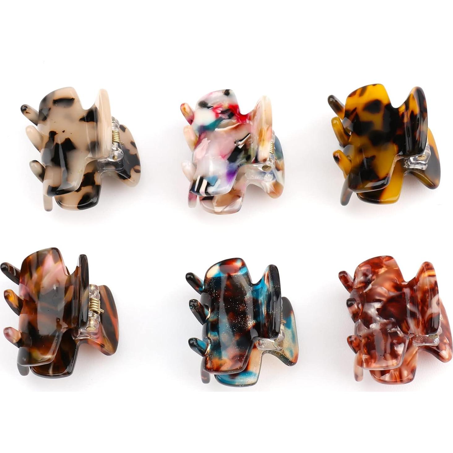 Set de 6 Clips de Pelo de Garra Messen Estampado Leopardo