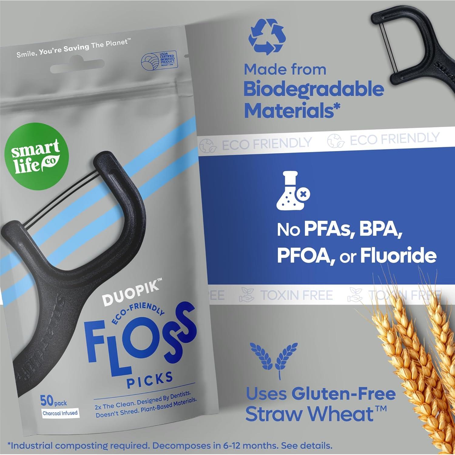 Palillos de Hilo Dental Ecológicos SmartLifeco Doble Hilo 200u