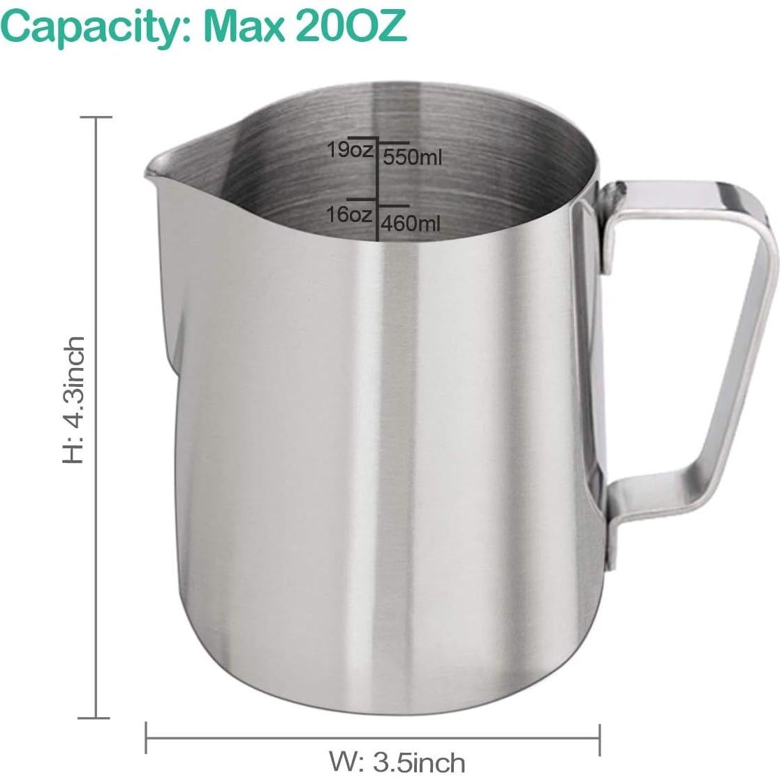 Jarra de Espuma de Leche ENLOY 600ml Acero Inoxidable con Escala