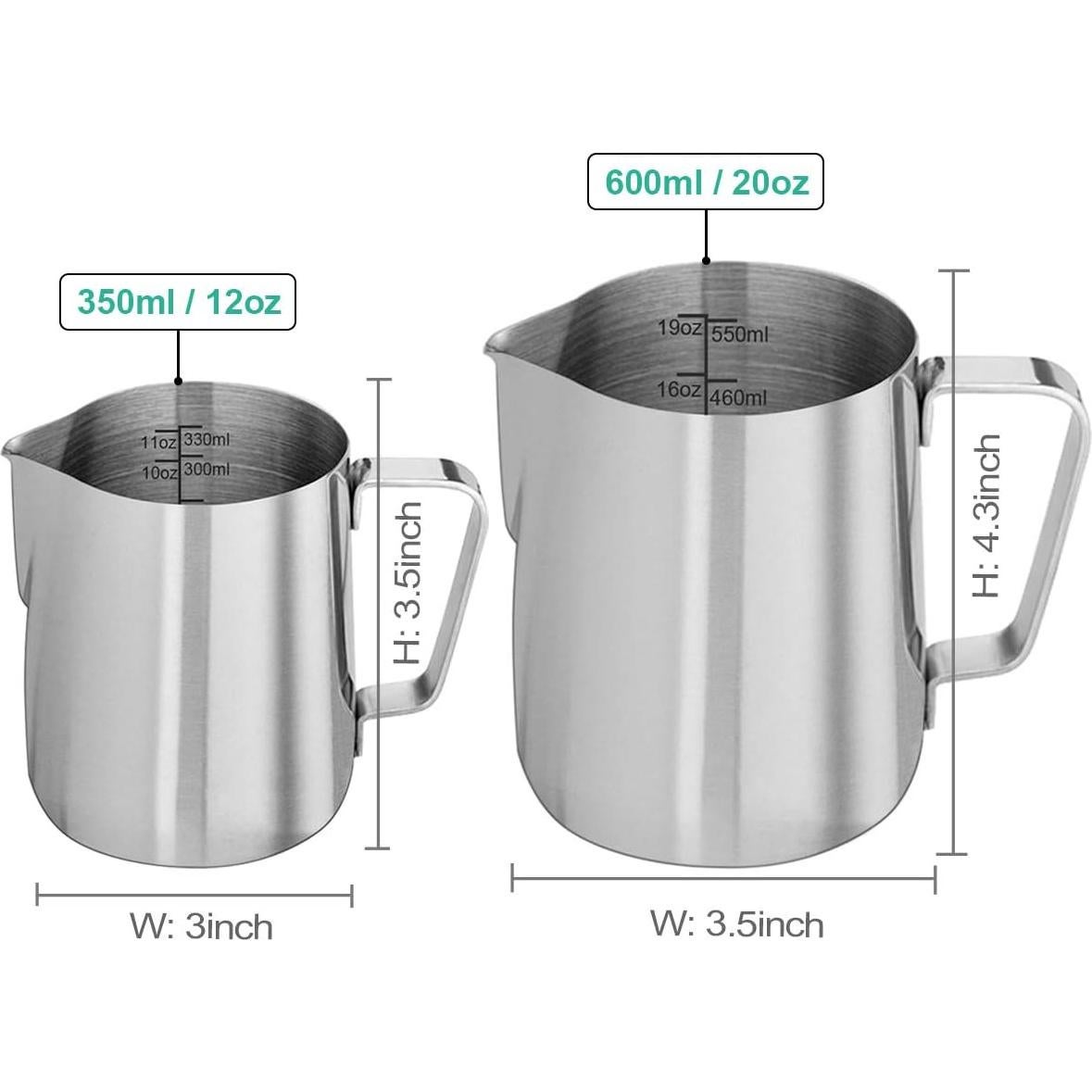 Jarra de Espuma de Leche ENLOY 600ml Acero Inoxidable con Escala