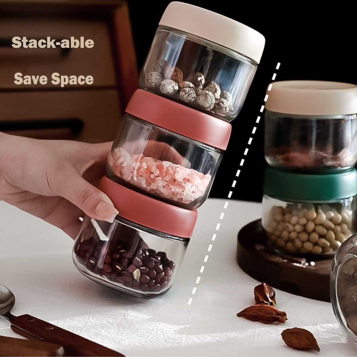 Povinmos 3 Tarros de Vidrio Herméticos 300ml con Tapa de Rosca