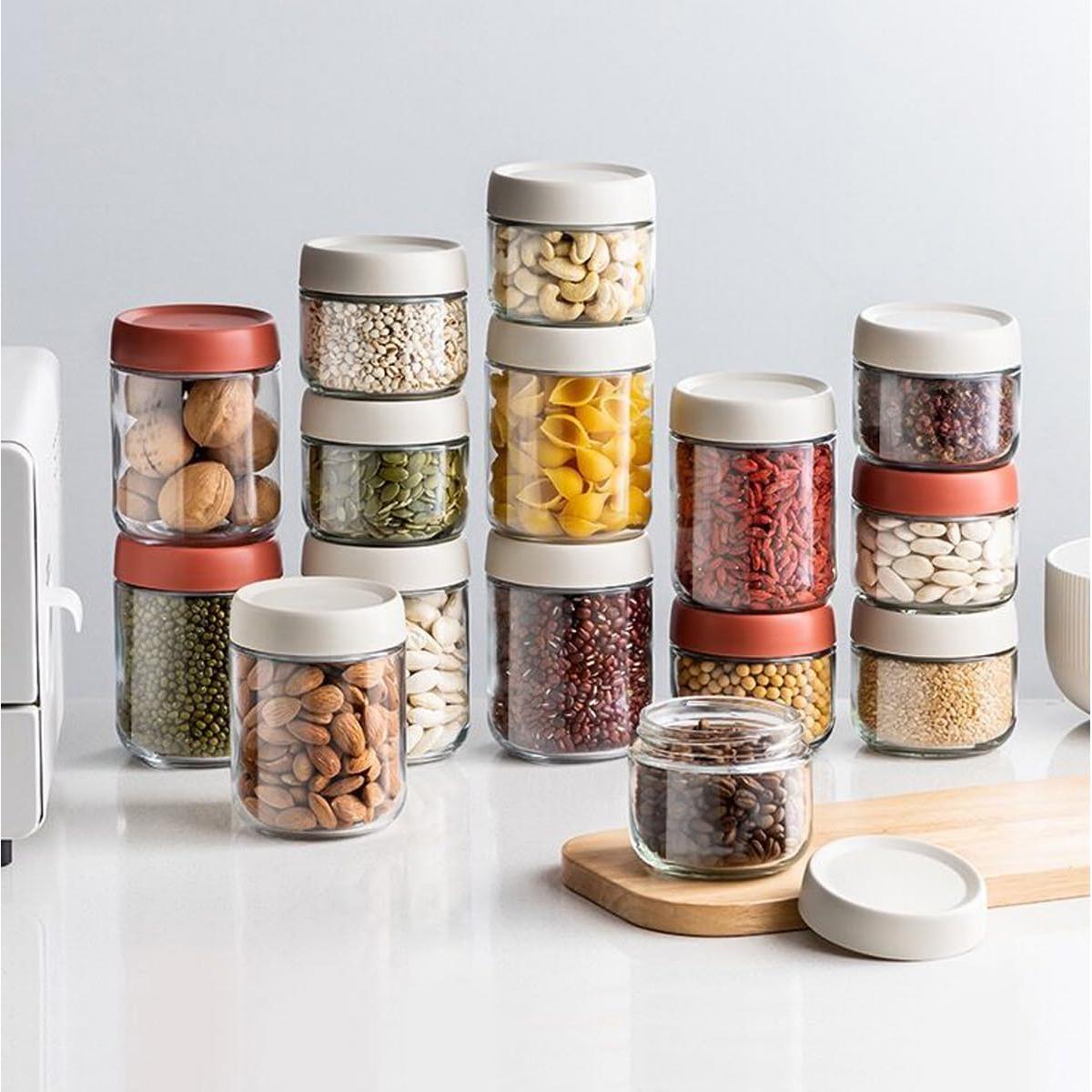 Povinmos 3 Tarros de Vidrio Herméticos 300ml con Tapa de Rosca